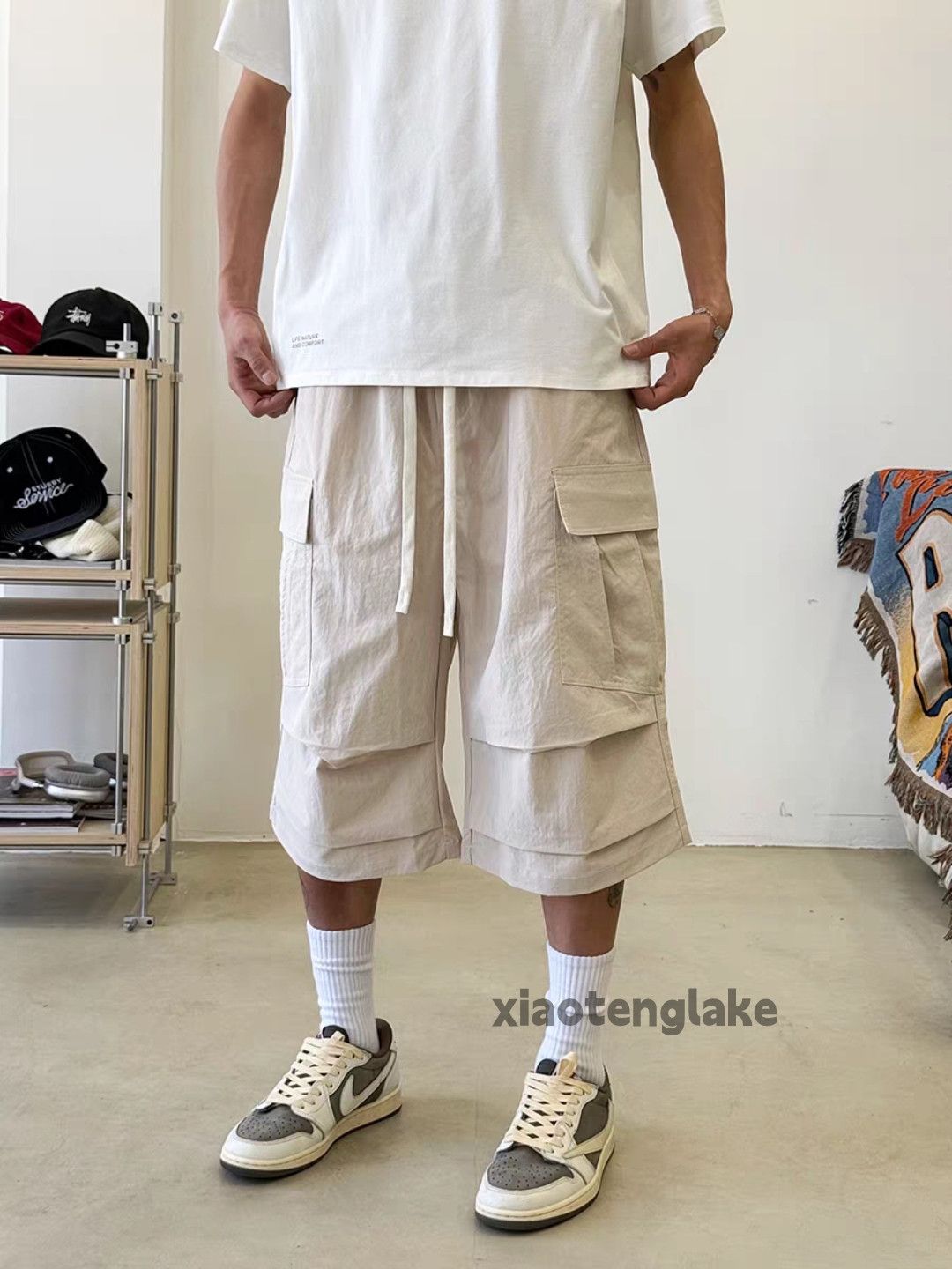 Designer Unisex utility punk hiphop yuppie pleated cargo shorts Size US 36 / EU 52 - 3 Thumbnail