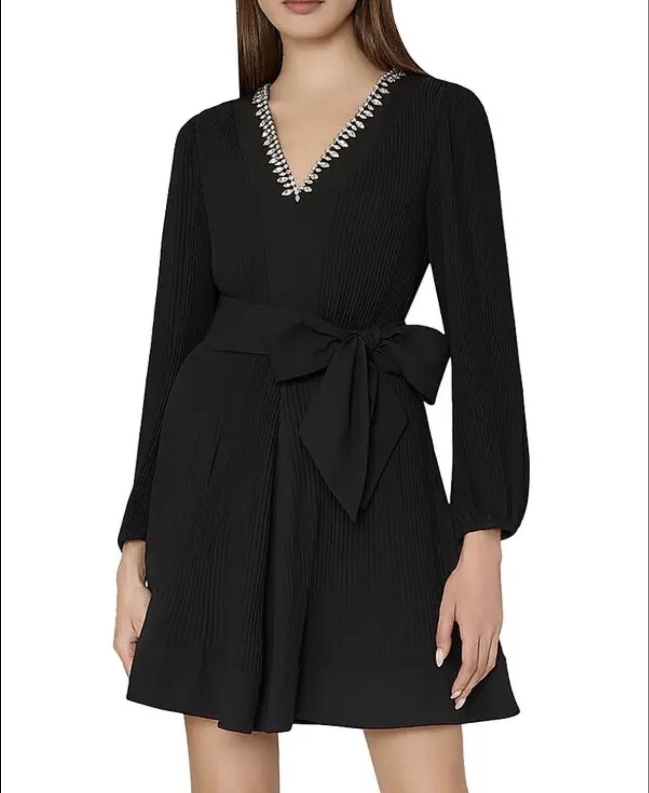 MILLY Milly Embellished Pleated V-Neck Minidress size 6 Size M / US 6-8 / IT 42-44 - 4 Thumbnail