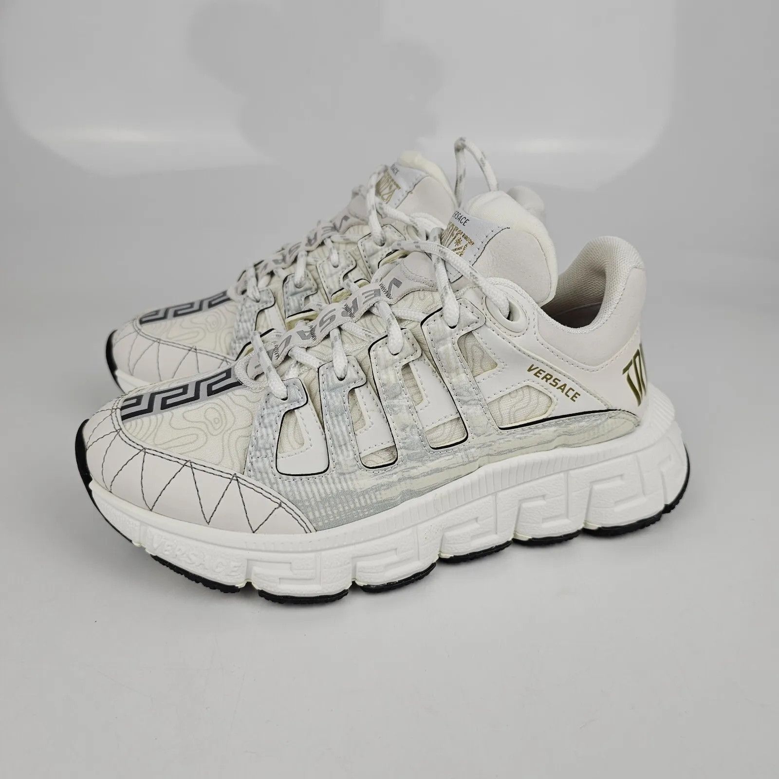 Versace Men's Trigreca White Sneakers New