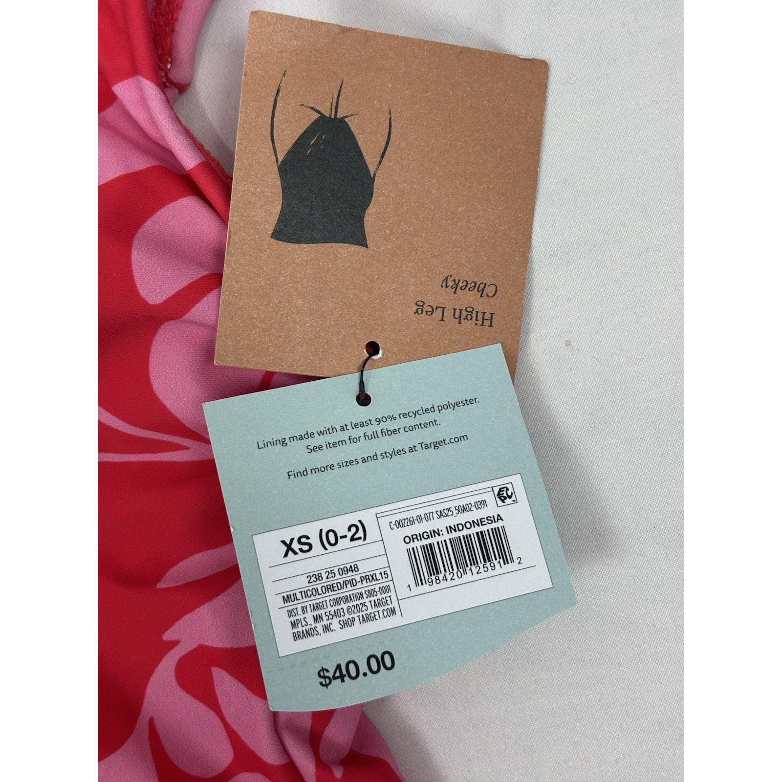 Target Basics Shade & Shore Red Pink High Leg Cheeky One Piece Swimsuit XS Size XS / US 0-2 / IT 36-38 - 4 Thumbnail
