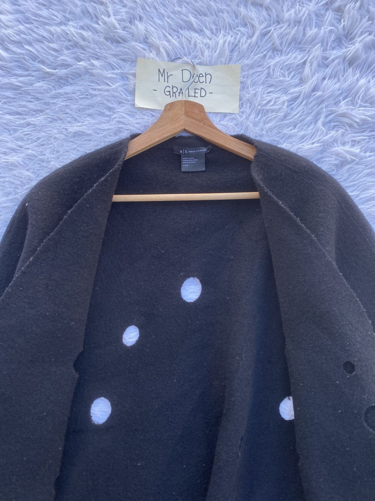 Armani Exchange Rare Armani Exchange Winter Wool Distressed Hole Jacket Size US L / EU 52-54 / 3 - 17 Thumbnail
