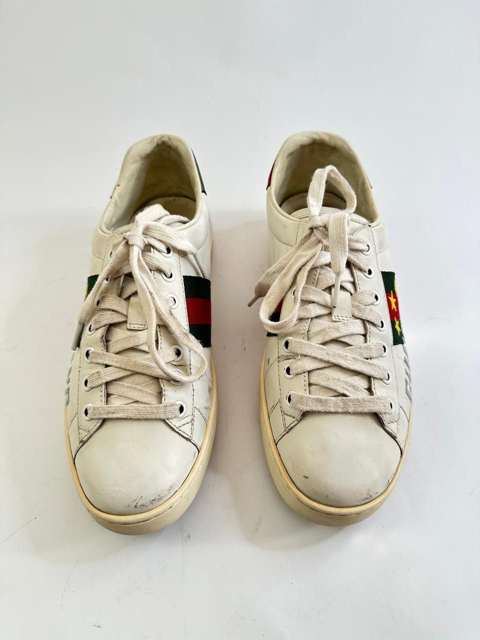 Gucci Gucci Web Ace Leather Sneakers Gucci Band Logo -White -Men’s Size US 9 / EU 42 - 3 Thumbnail