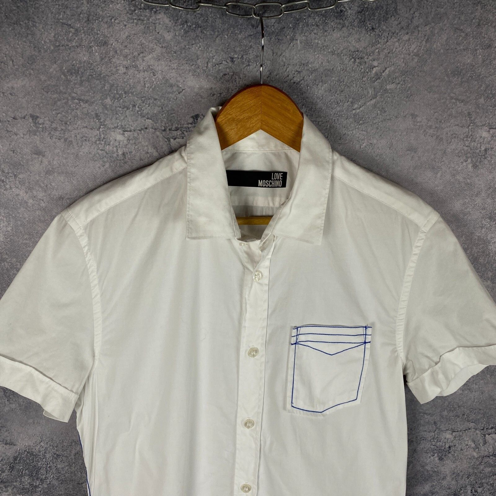 Moschino Love Moshino Shirt Men's Size M White Short Sleeve` Size US M / EU 48-50 / 2 - 2 Thumbnail