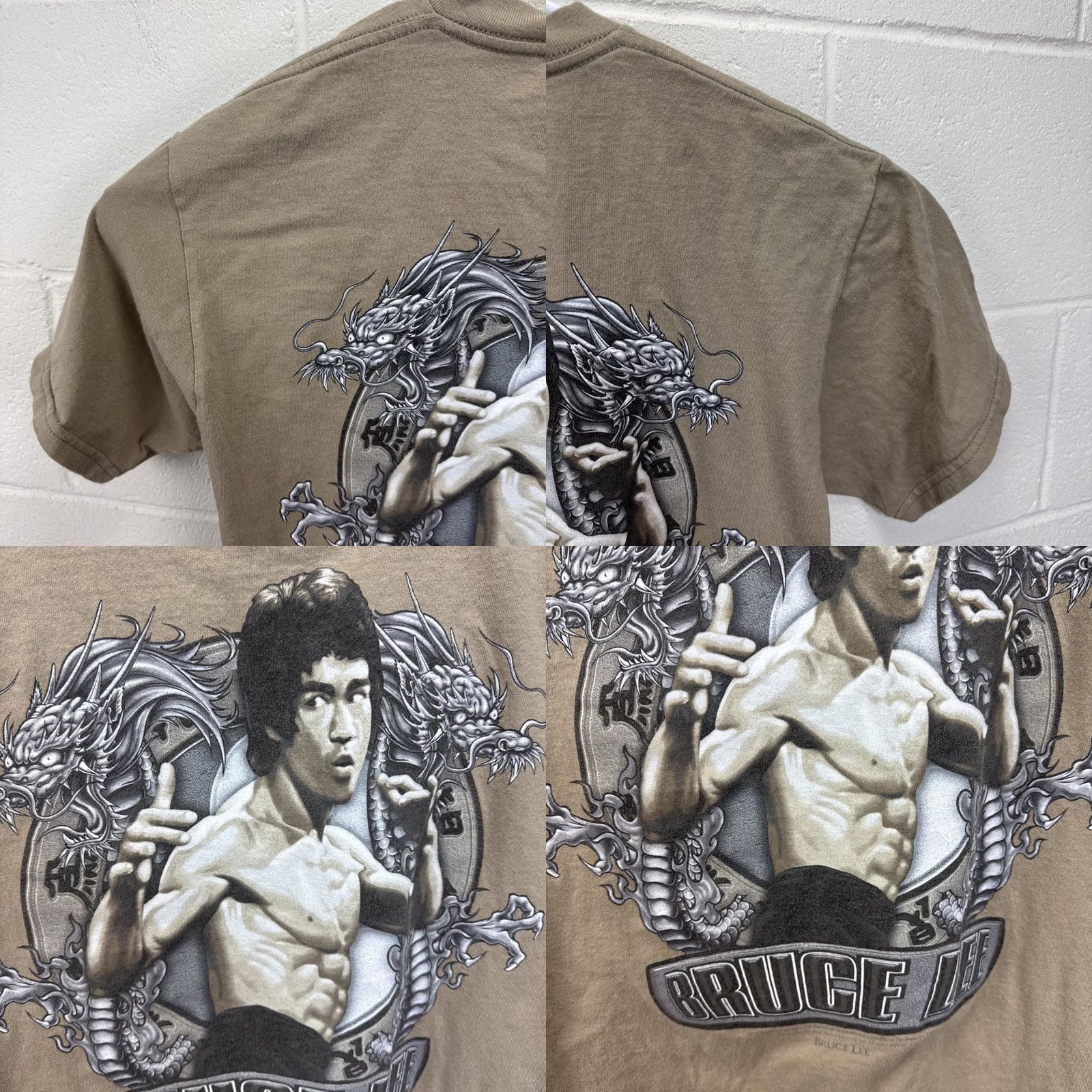 Tultex VINTAGE Bruce Lee T-Shirt Tultex Dragon Fade Ying Yang 90s Martial Arts Brown Cotton Short Sleeve Crew Neck L Mens Large Graphic Print 1990s Size US L / EU 52-54 / 3 - 9 Thumbnail