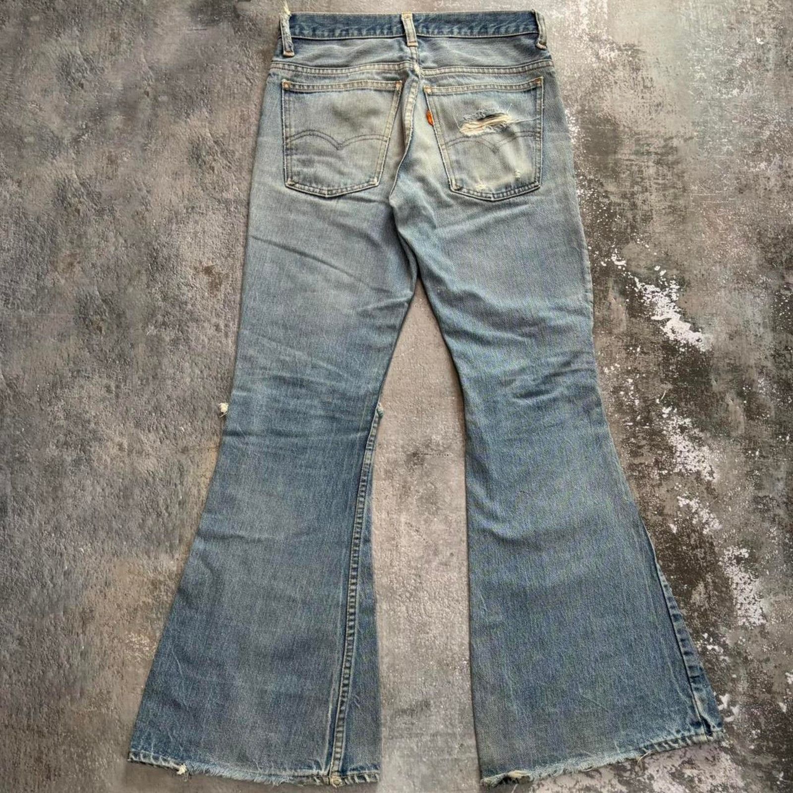 Levi's × Vintage Vintage 70s Levis Bell Bottoms Orange Tab Big E Distressed. Size 28" / US 6 / IT 42 - 2 Thumbnail