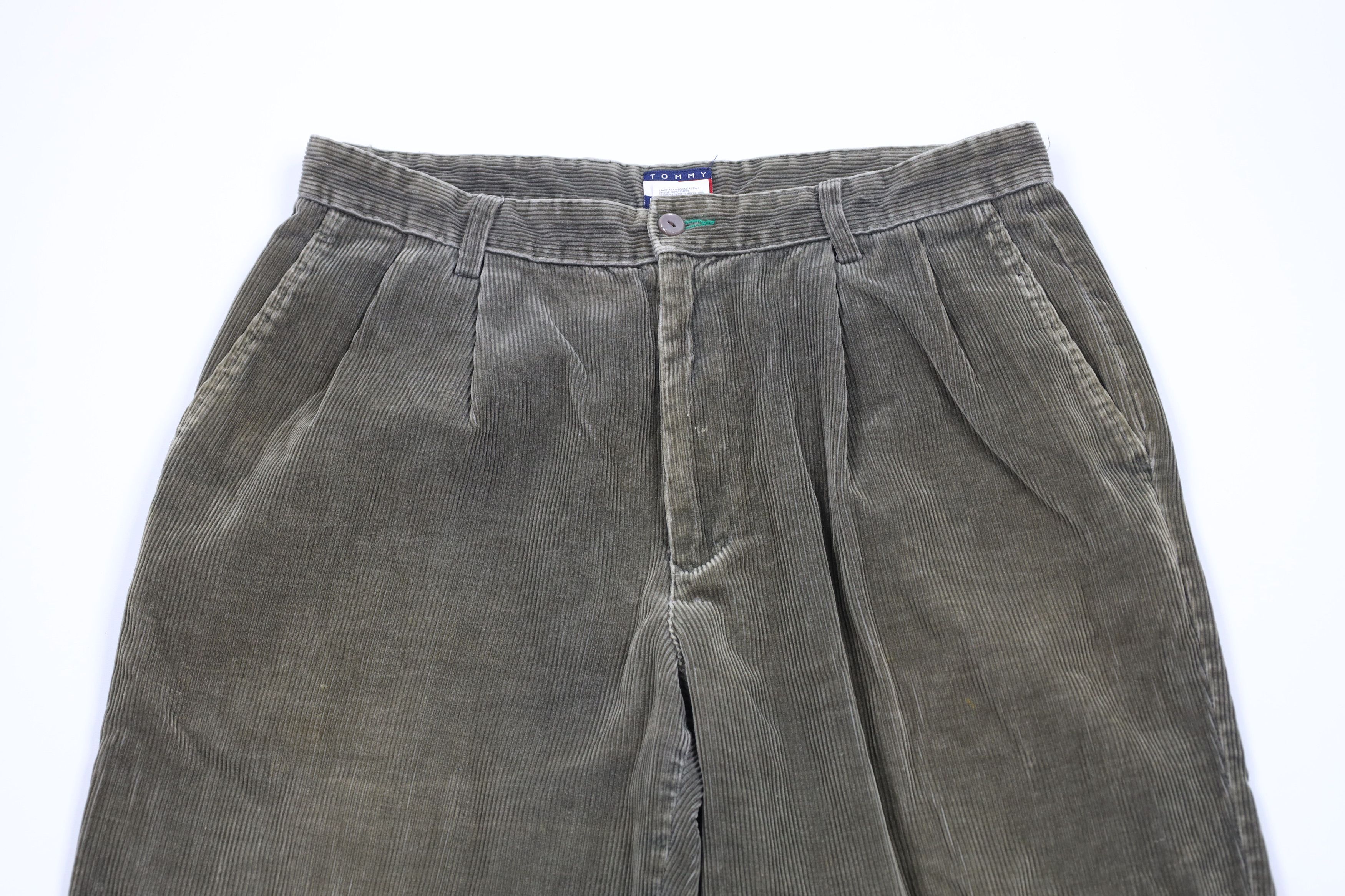 Tommy Hilfiger × Vintage Vintage 90s Tommy Hilfiger Wide Leg Corduroy Pants Green Size US 32 / EU 48 - 2 Thumbnail