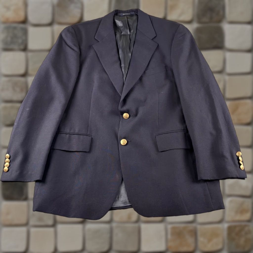 Ralph Lauren VINTAGE Chaps Ralph Lauren Blazer Mens 43R Navy Gold Button Boat Captain Jacket Size 46R - 1 Thumbnail