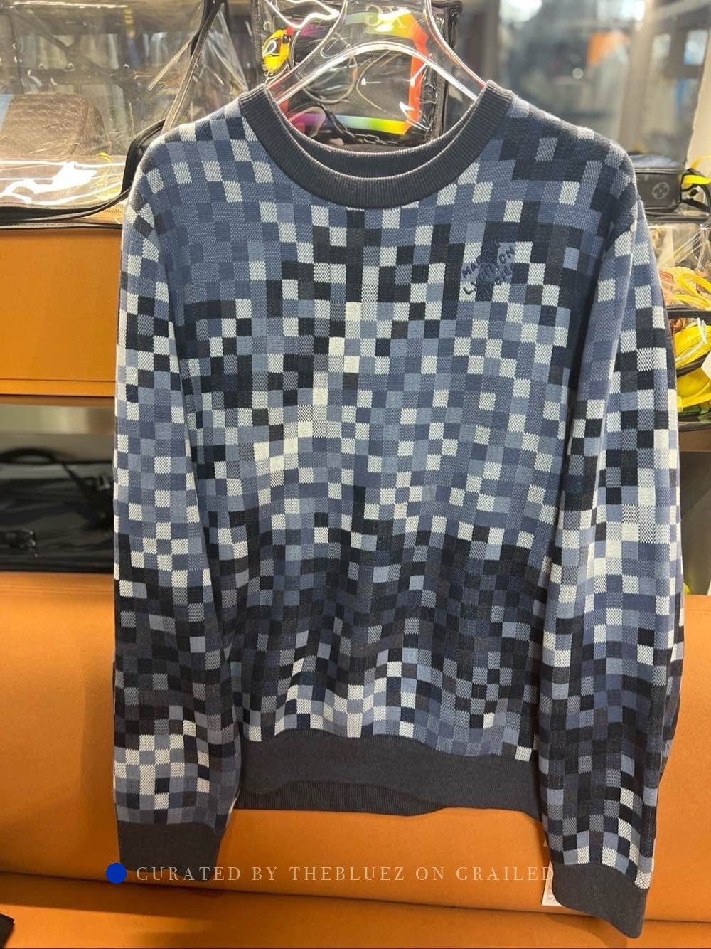 Louis Vuitton Checkered Knit Sweater in Blue Size US XL / EU 56 / 4 - 1 Thumbnail
