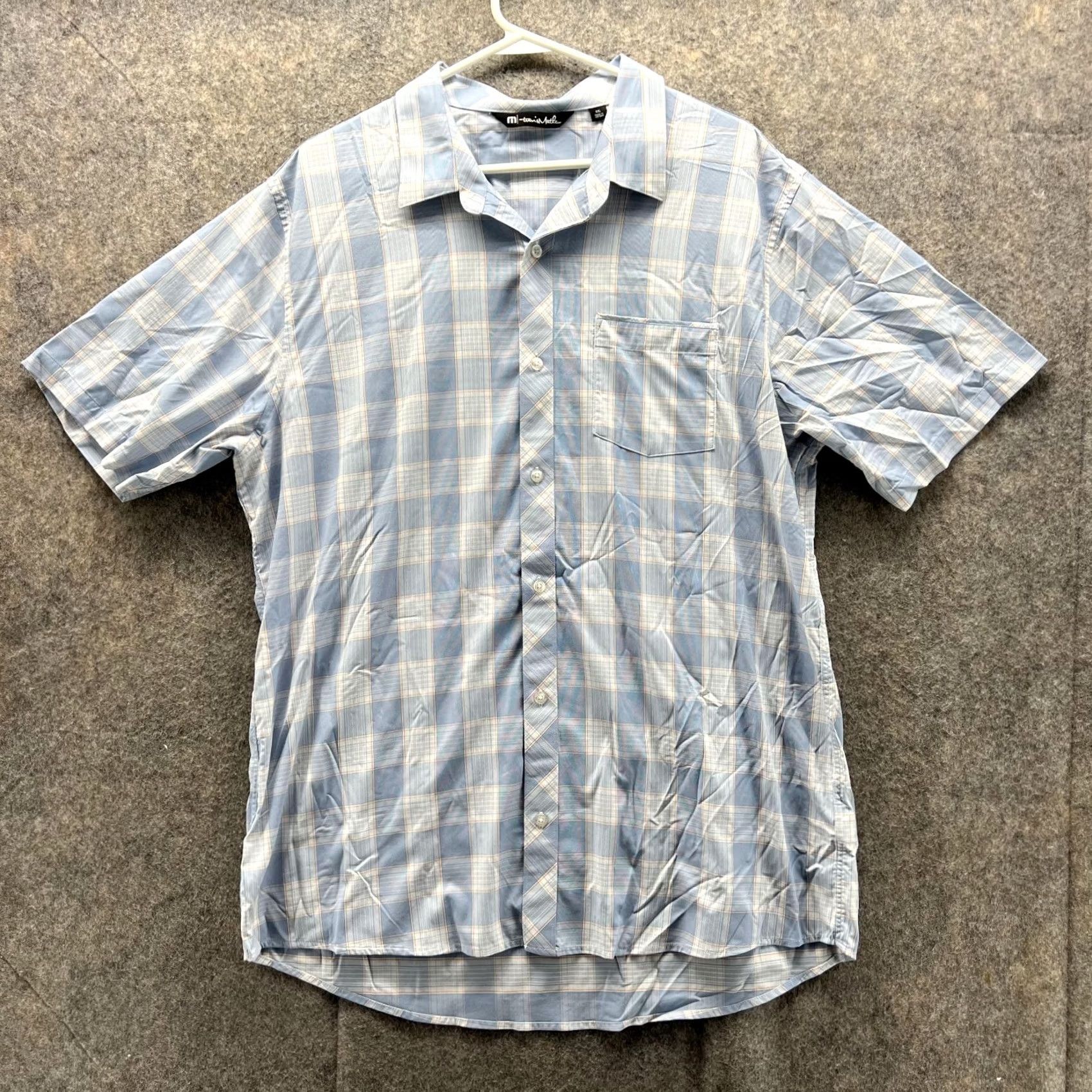 TravisMathew Travis Mathew Shirt Men XXL Plaid Blue Button-Down Nylon Spandex Preppy Casual Button-Up Size US XXL / EU 58 / 5 - 2 Thumbnail