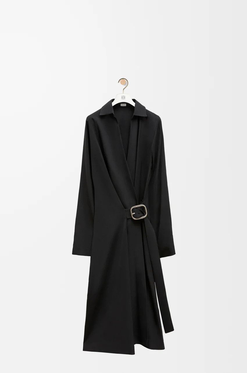 Loewe o1loc1c0525 Belted Dress in Black Size L / US 10 / IT 46 - 1 Thumbnail