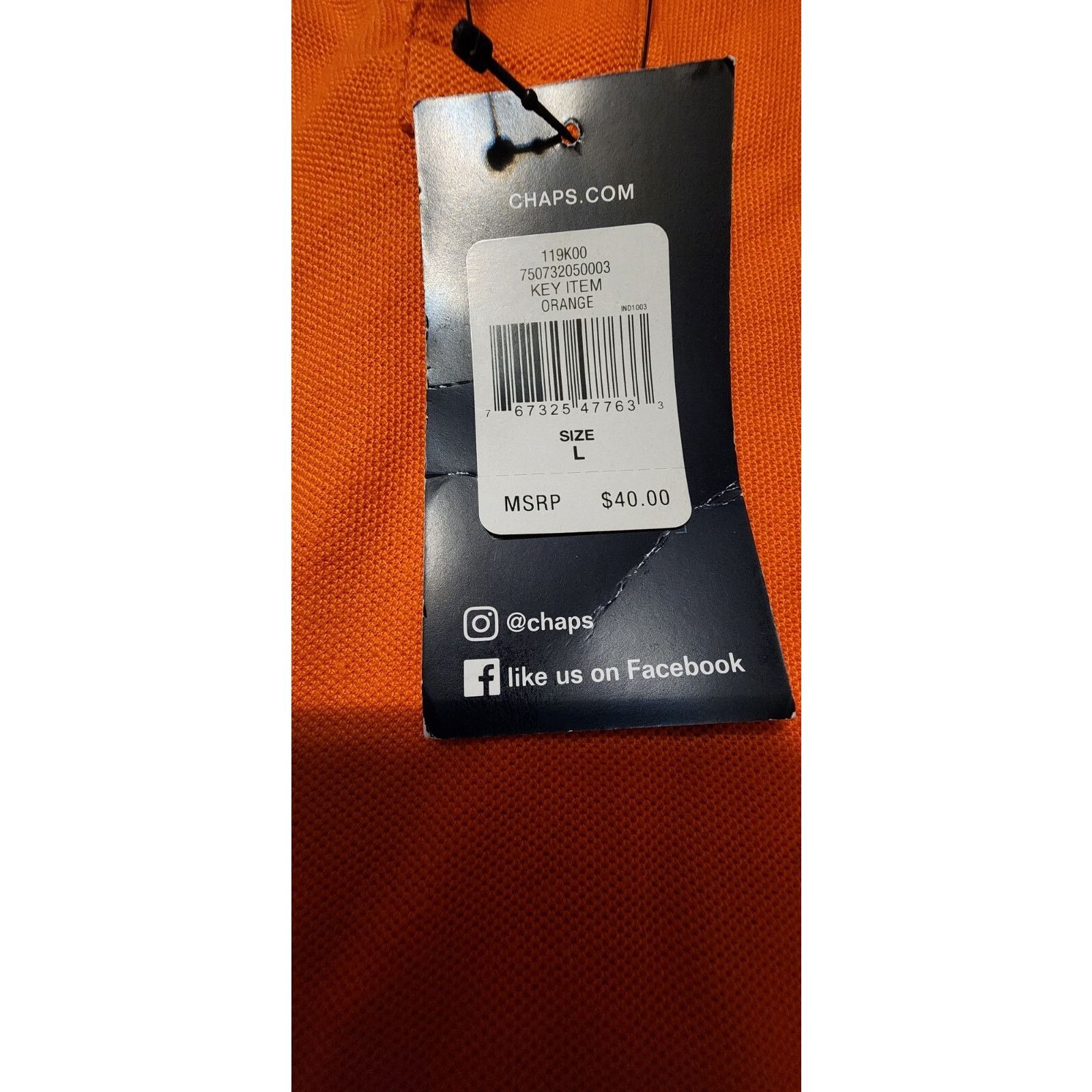 Chaps NWT Orange Chaps Mens Polo Short Sleeve Size L. Size US L / EU 52-54 / 3 - 5 Thumbnail
