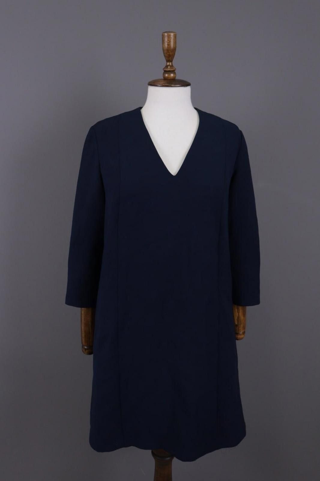 Lauren Ralph Lauren Me+Em Blue V-Neck Evening Long Sleeve A-Line Dress Size 12 Size XL / US 12-14 / IT 48-50 - 1 Thumbnail