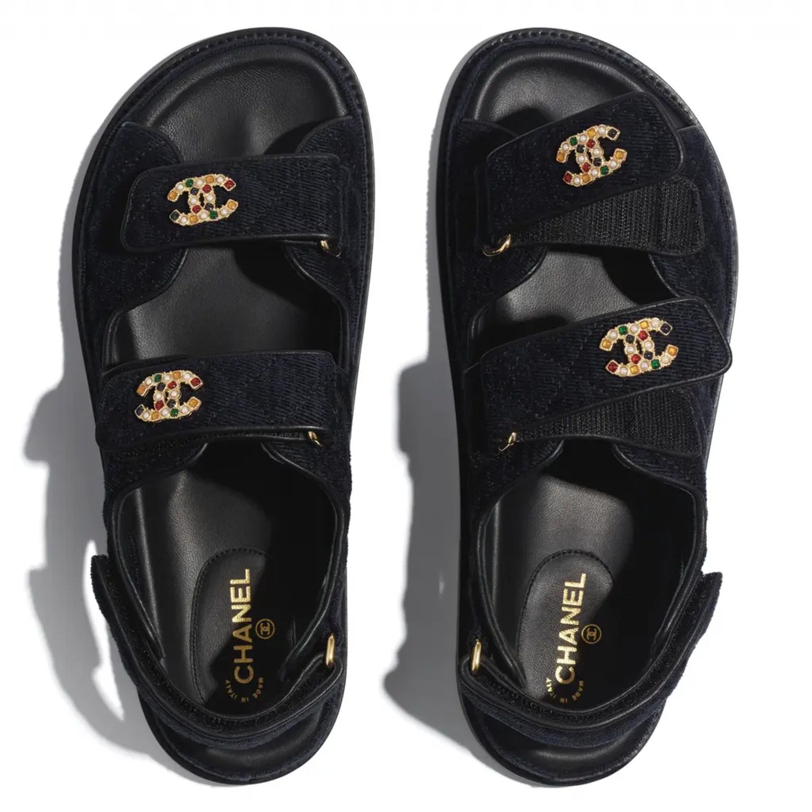 Chanel Chanel 21A Blue Velvet Denim CC Logo Mule Slide Strap Size US 5.5 / IT 35.5 - 6 Thumbnail