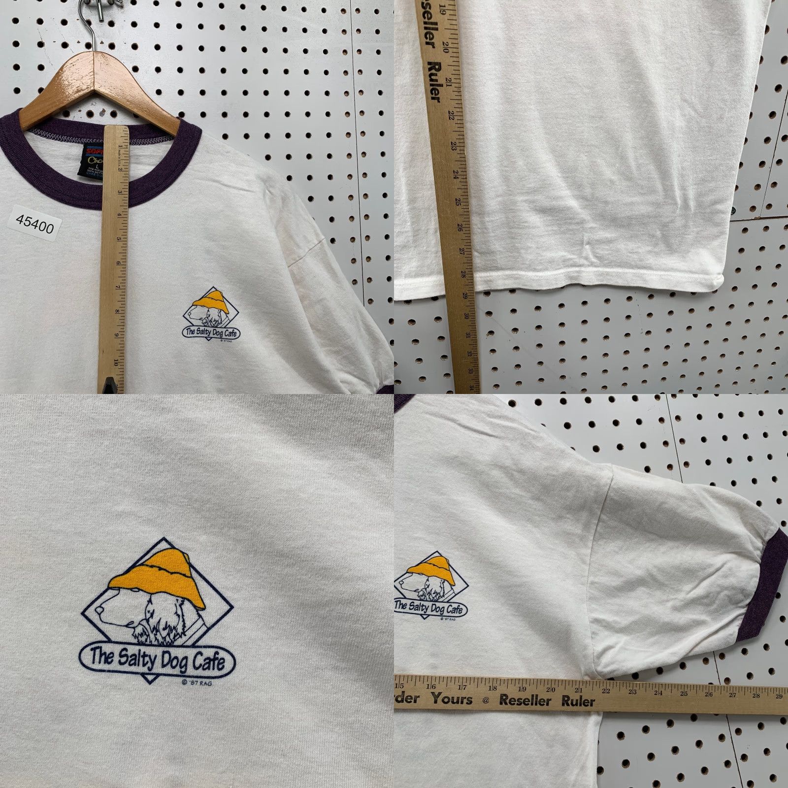 Soffe VINTAGE Salty Dog Cafe Shirt mens L White 80s Ringer Hilton Head 1987 Ringer Soffe Shirt Mens White 80s USA Size US L / EU 52-54 / 3 - 8 Thumbnail