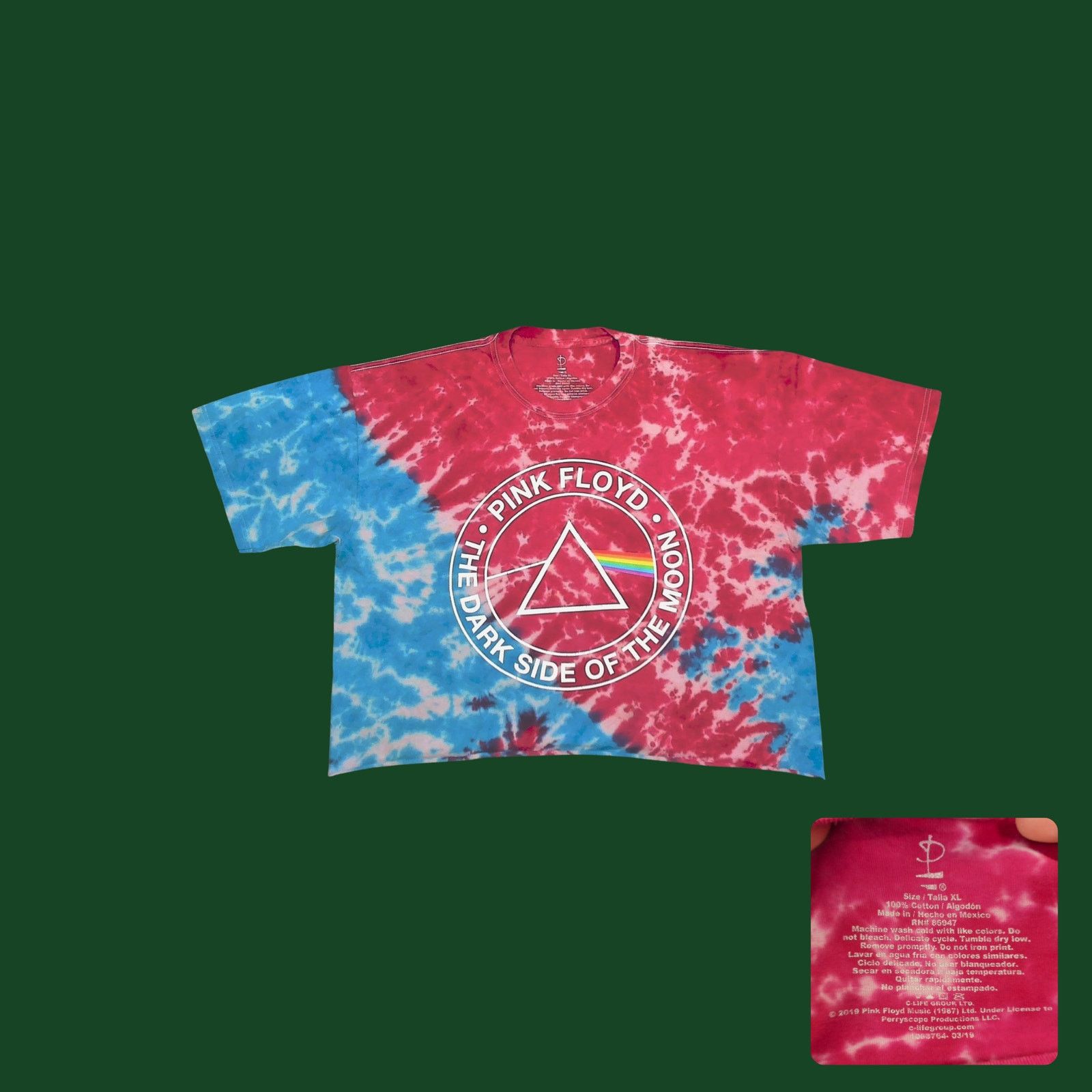 Pink Floyd Custom 1-of-1 Split Dye Pink Floyd Boxy Crop Size XL / US 12-14 / IT 48-50 - 1 Thumbnail