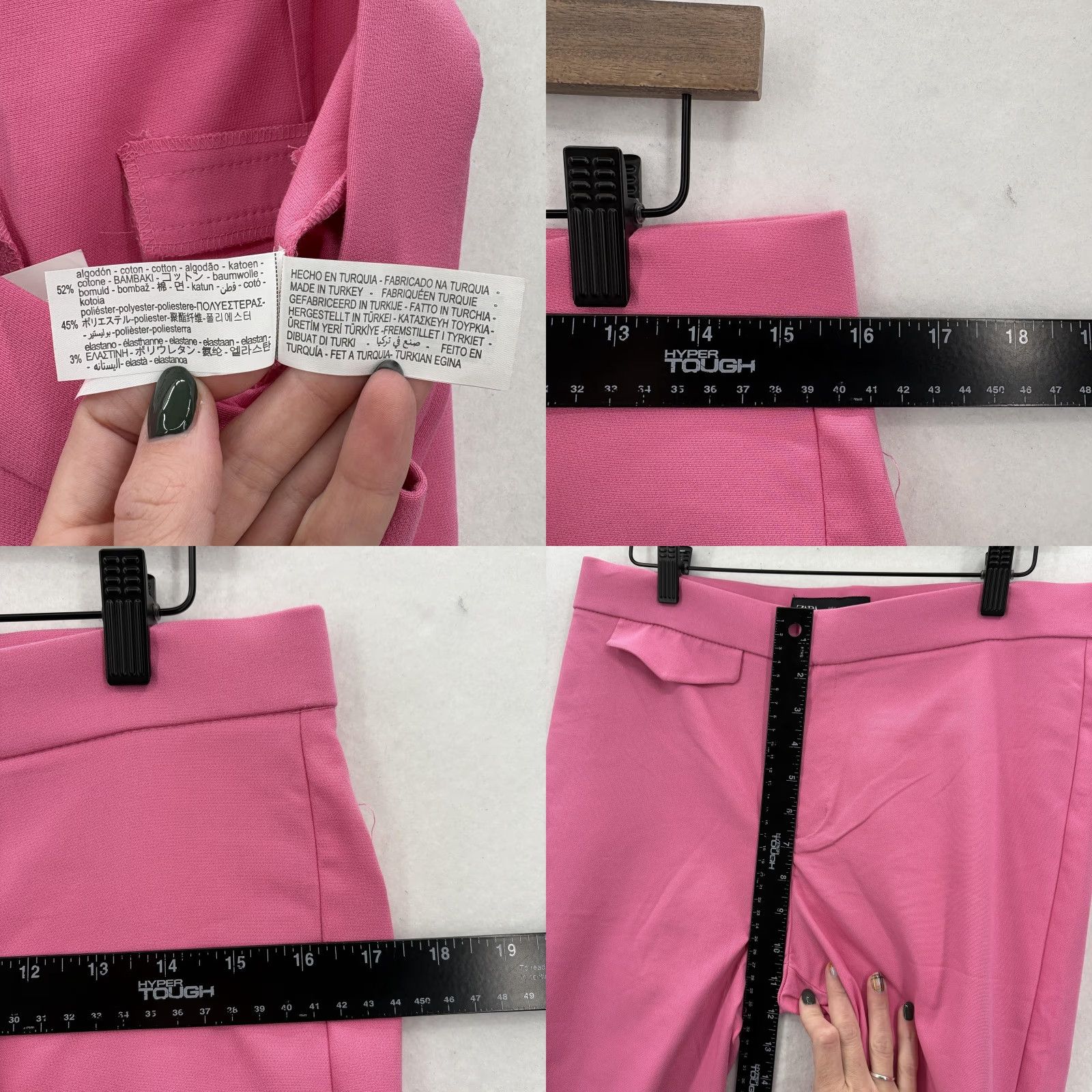 Zara Zara Pants Womens Large Pink Stretch Cotton Blend Dress Ankle Trousers Work NWT Size 36" / US 14 / IT 50 - 8 Thumbnail