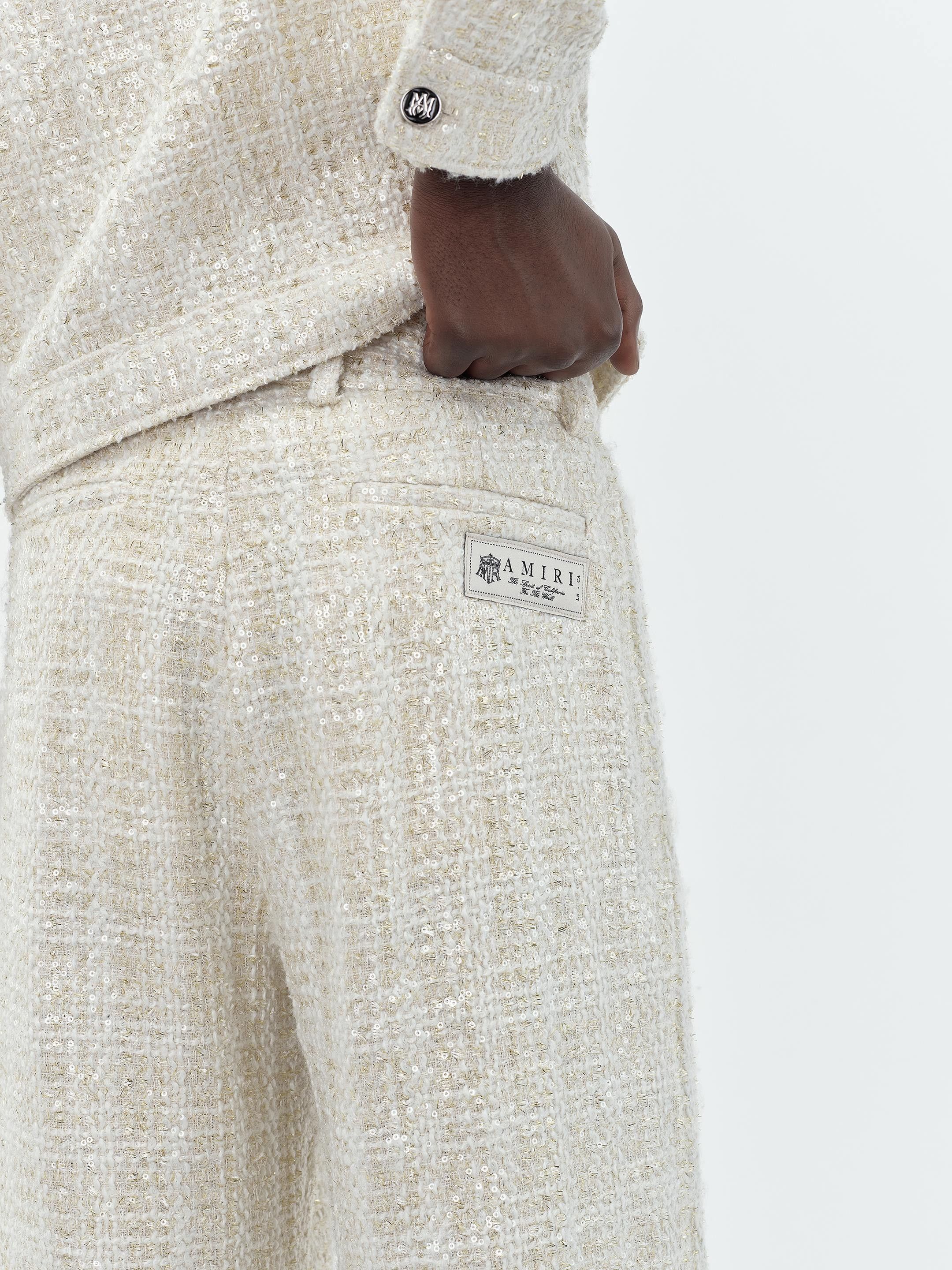 Amiri o1s1wg110525 Sequin Boucle Double Pleated Pant in Ivory Size US 32 / EU 48 - 7 Thumbnail