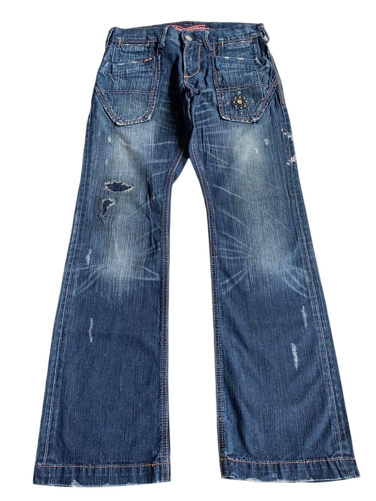 FLARE💥 LIBERTO JAPANESE PUNK STYLE FADED DISTRESSED DENIM🎌☠️