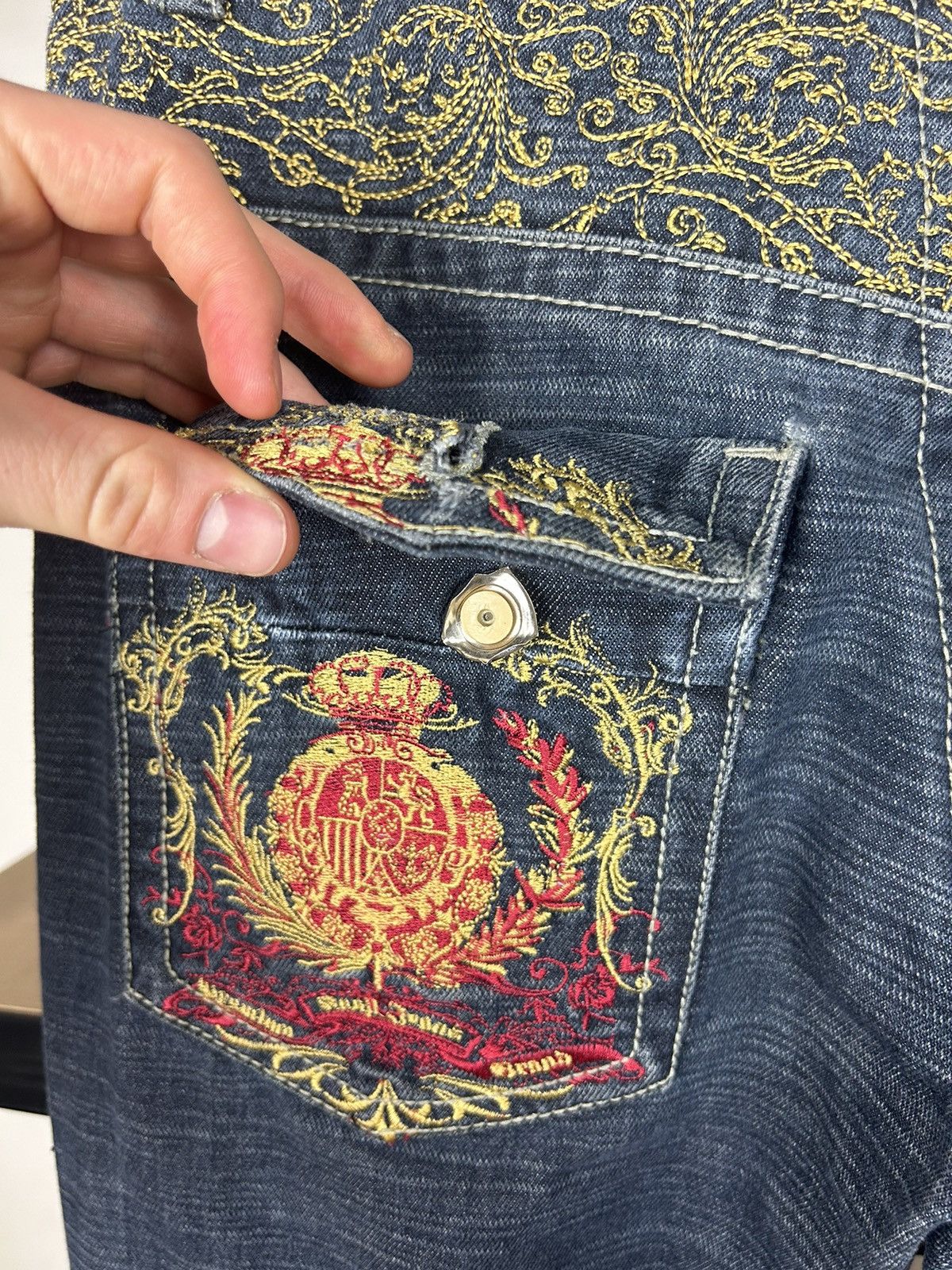 Japanese Brand × Vintage KANJI koi embroidered and printed japanese jeans Size US 32 / EU 48 - 6 Thumbnail