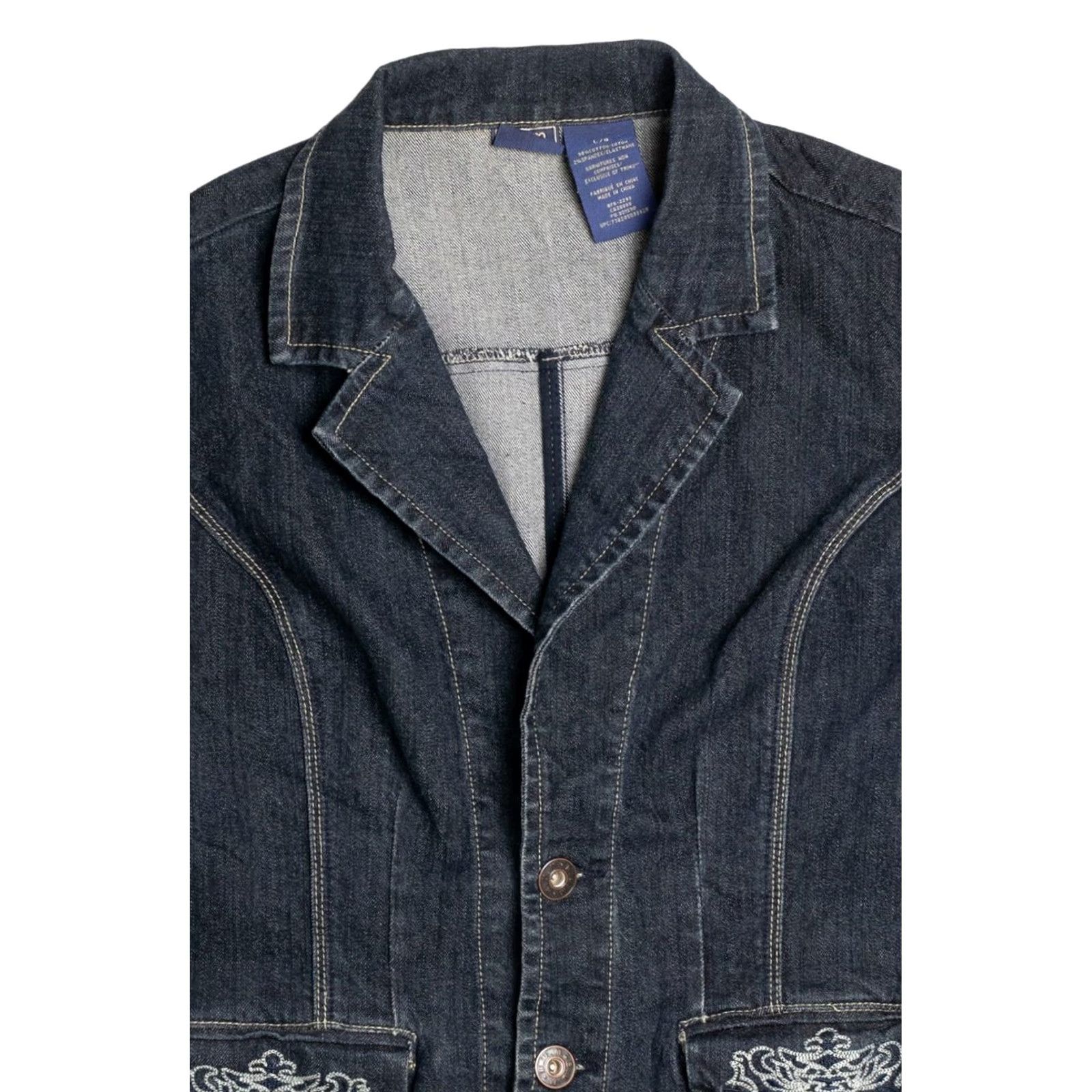 Denime VINTAGE B.U.M. Denim Jacket Dark Blue Embroidered Pockets Large Shirt Adults Mens Size US L / EU 52-54 / 3 - 2 Thumbnail