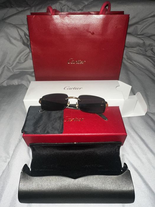 Cartier CARTIER WHITE BUFFALO GLASSES w SMOKE MIRROR TINT LENSES