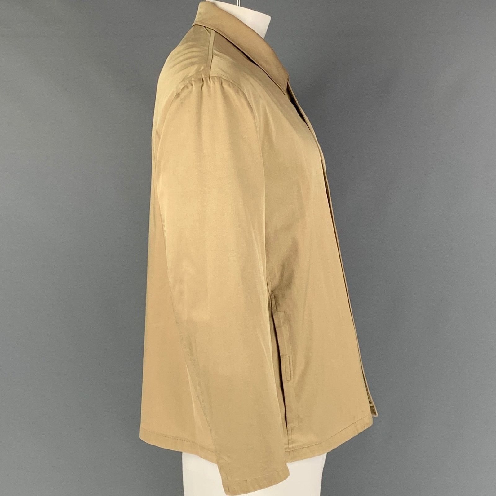 Prada PRADA Size XL Beige Solid Silk Blend Zip & Velcro Jacket Size US XL / EU 56 / 4 - 2 Thumbnail