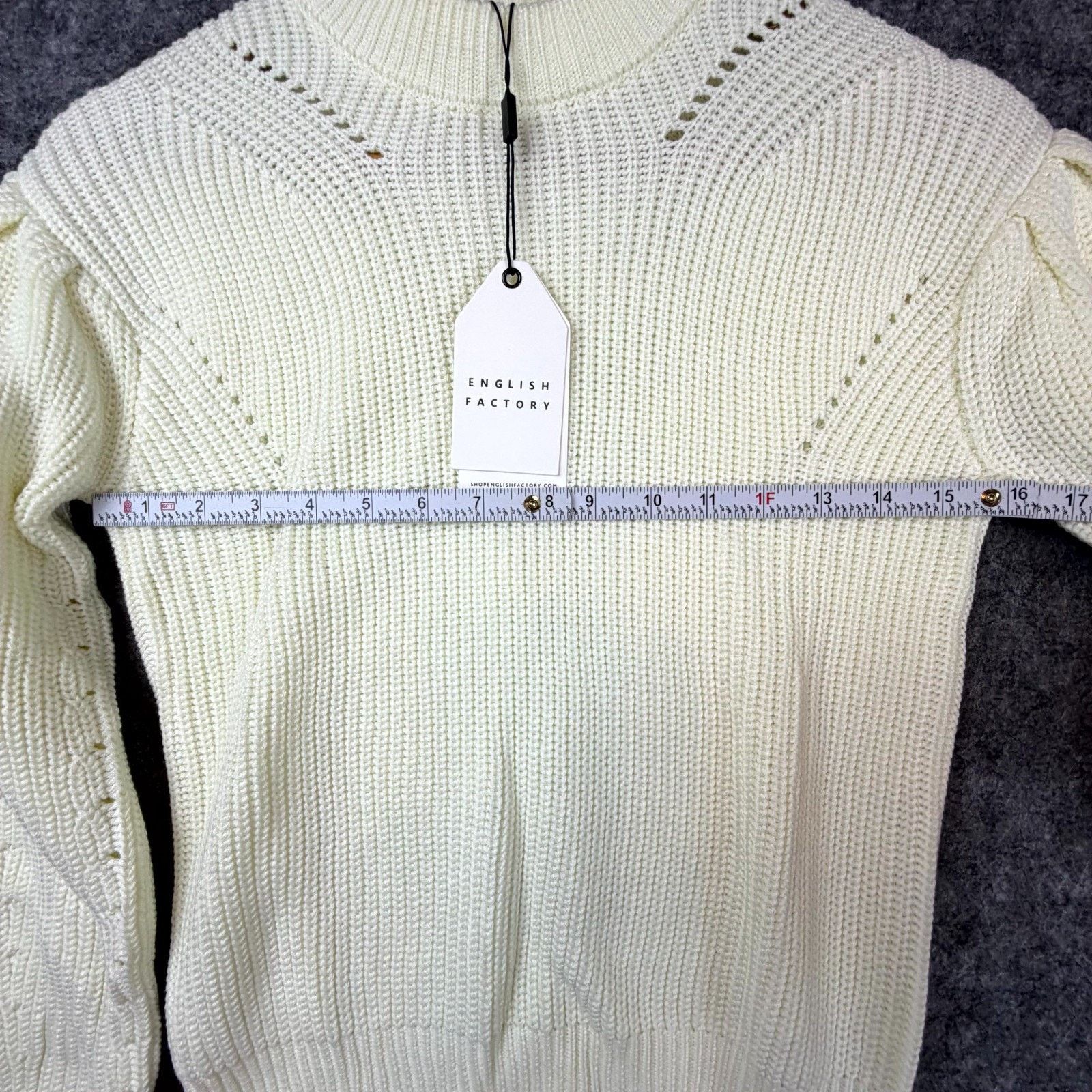 English Factory English Factory Sweater XS Ivory Ribbed Preppy Apres Ski Size XS / US 0-2 / IT 36-38 - 6 Thumbnail