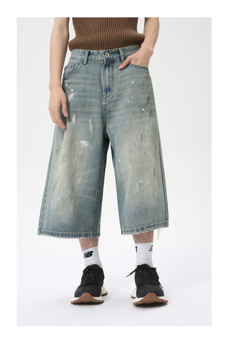 Japanese Brand × Jean Vintage distressed ink wash denim shorts Size US 32 / EU 48 - 1 Thumbnail