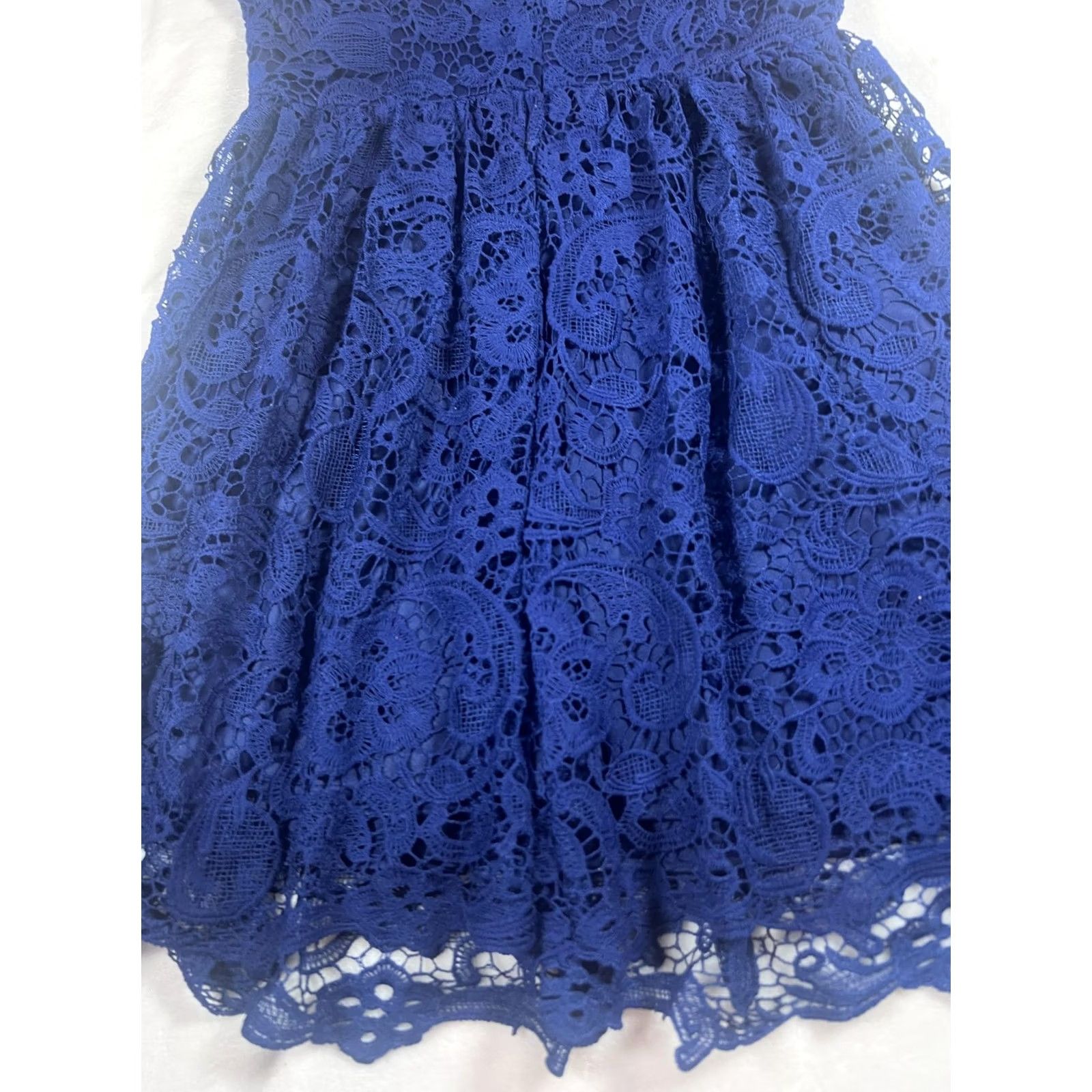 Vintage Pim + Larkin Dress Large Blue Lace Fit & Flare Knee Length Party Womens Size L / US 10 / IT 46 - 4 Thumbnail