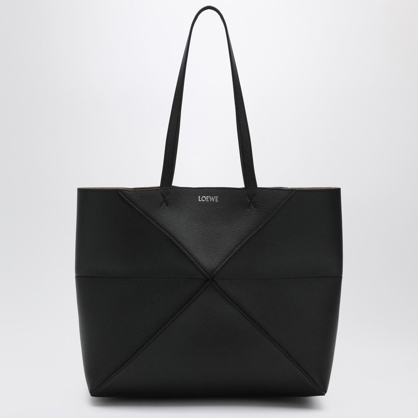 Loewe Medium Puzzle Fold Tote Bag In Black Grenade Leather, Women's
