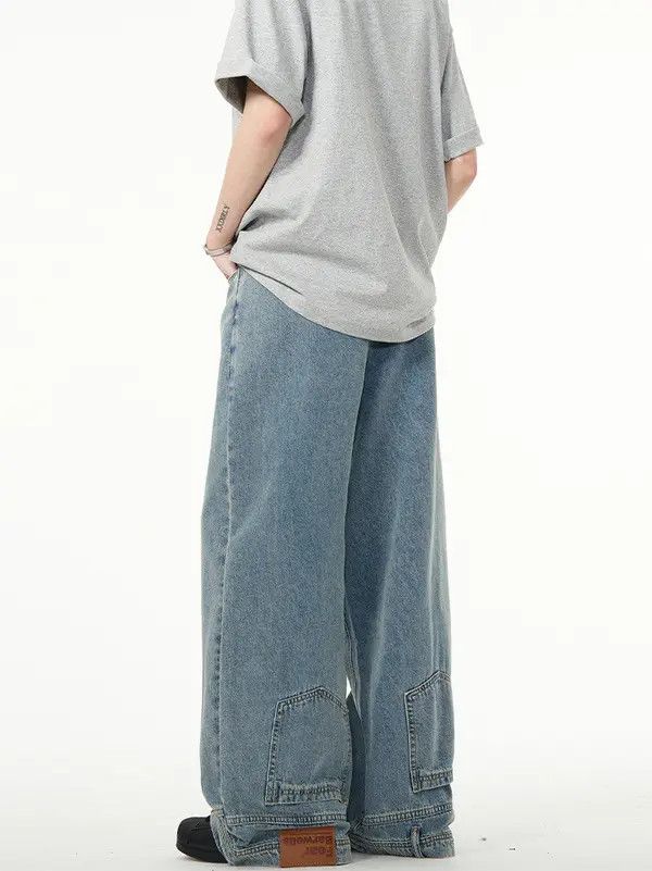 Japanese Brand moto Men's American retro washed loose straight jeans Size US 32 / EU 48 - 6 Thumbnail