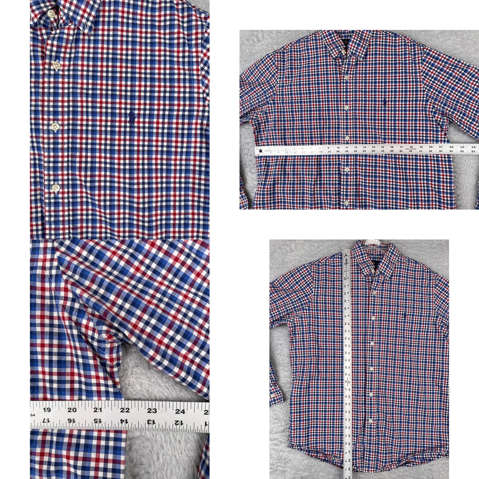 Polo Ralph Lauren VINTAGE Polo Ralph Lauren Shirt Men L Blue Plaid Button 100% Cotton Classic Fit Size US L / EU 52-54 / 3 - 8 Thumbnail