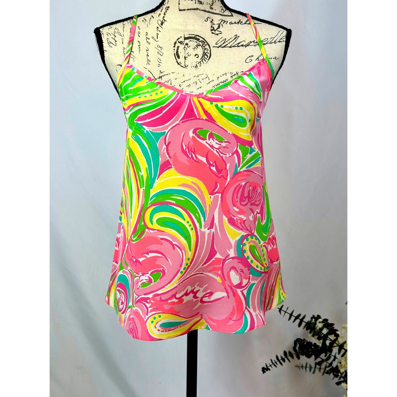 Lilly Pulitzer Lilly Pulitzer Dusk Racer Back Cami 100% Silk Flamingo M Size M / US 6-8 / IT 42-44 - 11 Thumbnail