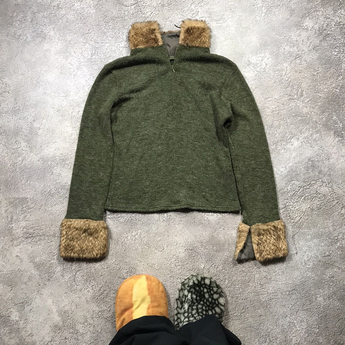 Vintage Vintage 90s Oversized Mohair Knit Fuzzy Collar Sweater Grung Size S / US 4 / IT 40 - 1 Thumbnail