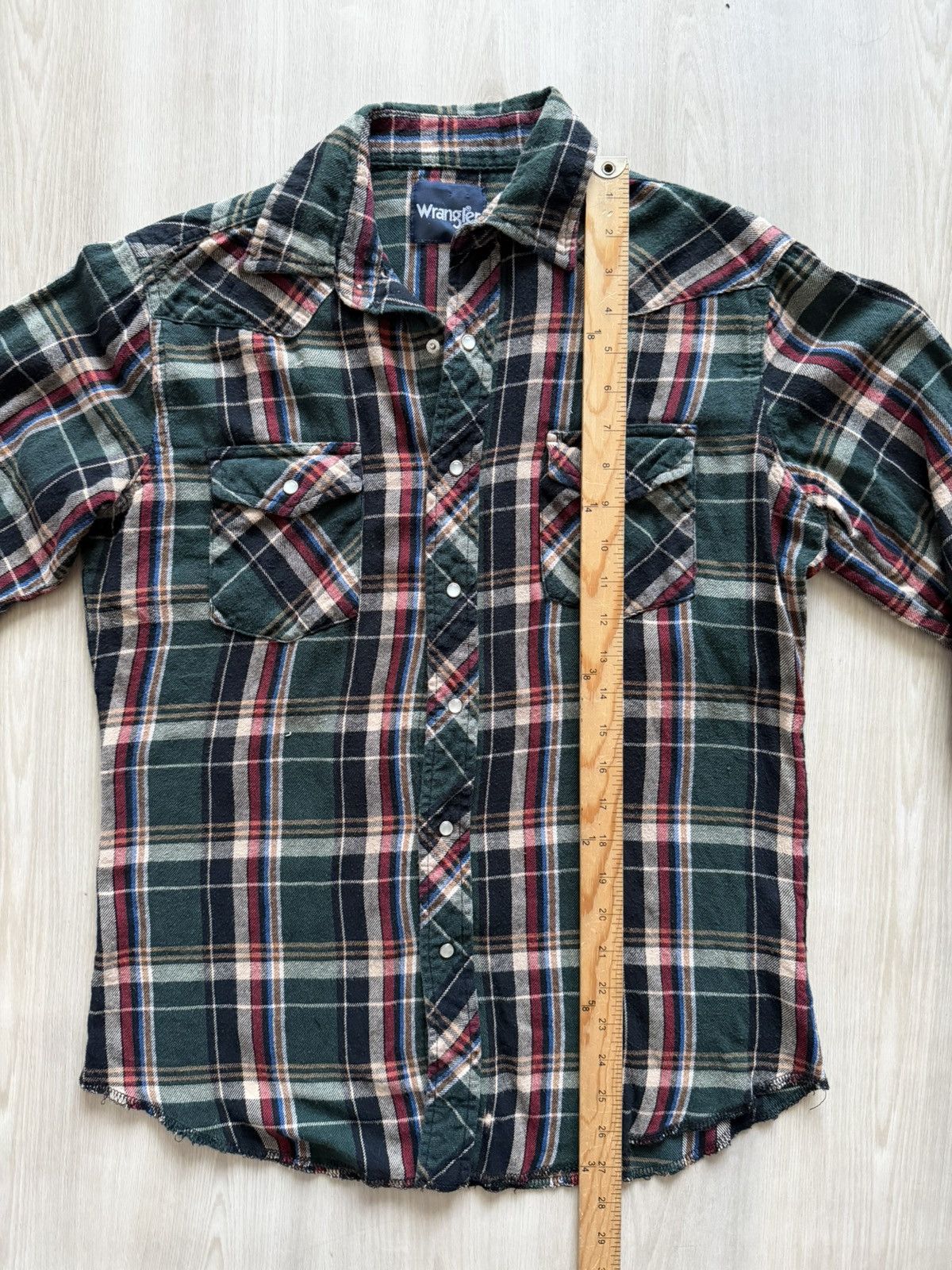 Wrangler Vintage Wrangler Plaid Long Pearl Snap Flannel Sz S Fits XS Size US XS / EU 42 / 0 - 4 Thumbnail