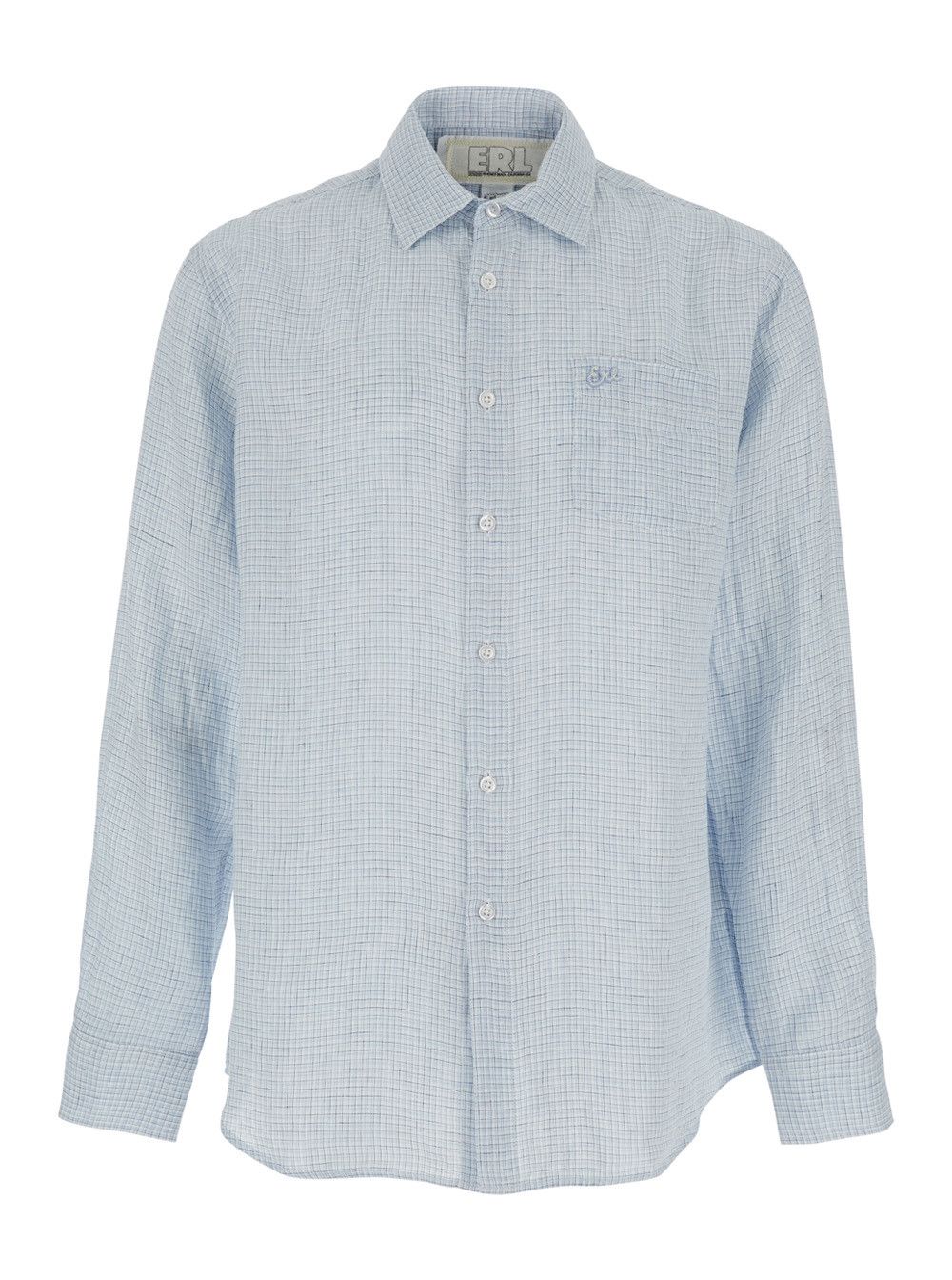 ERL Blue Checkered Linen Shirt for Men Size US M / EU 48-50 / 2 - 1 Thumbnail