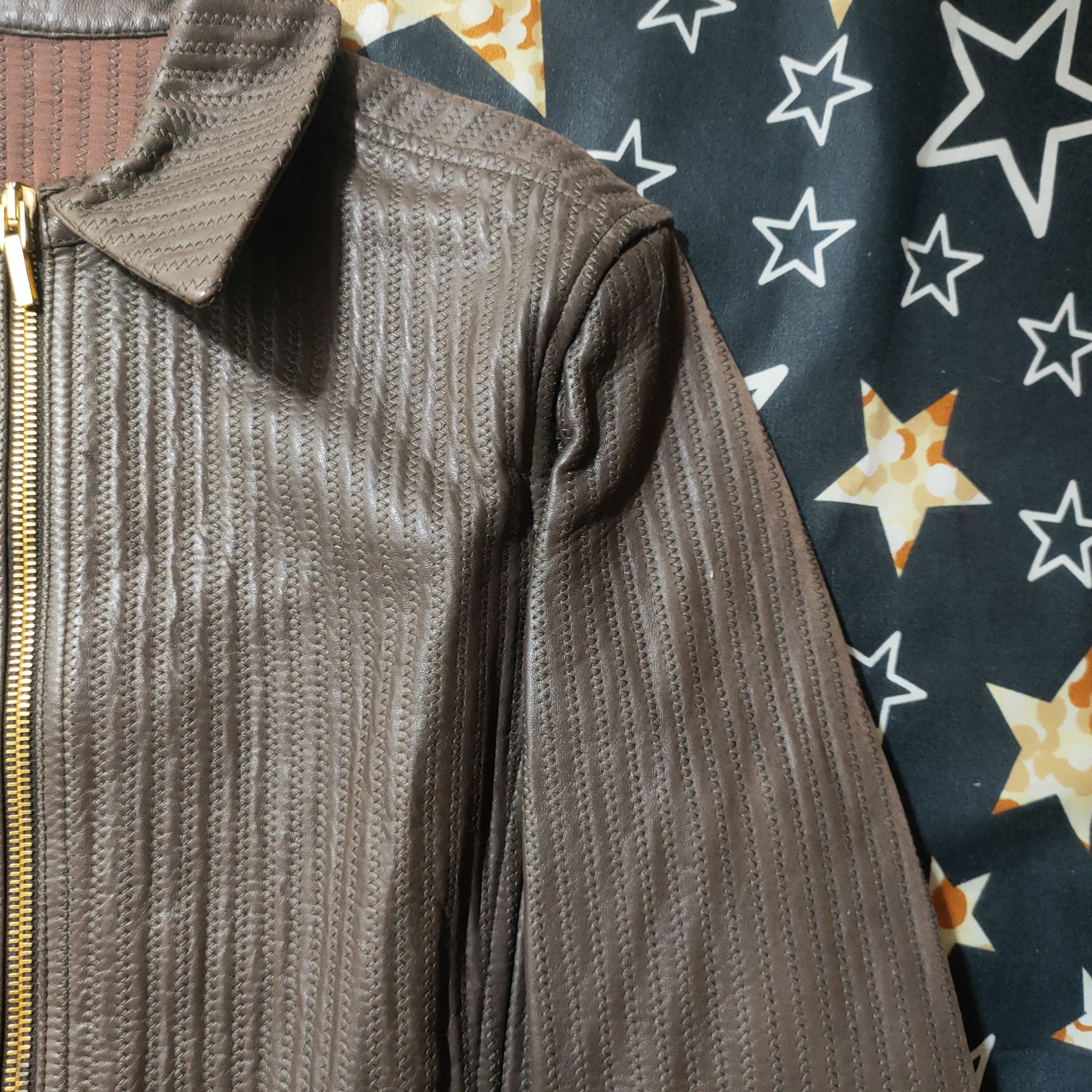 Gucci × Vintage Gucci Stitched Leather Jacket Size S / US 4 / IT 40 - 3 Thumbnail
