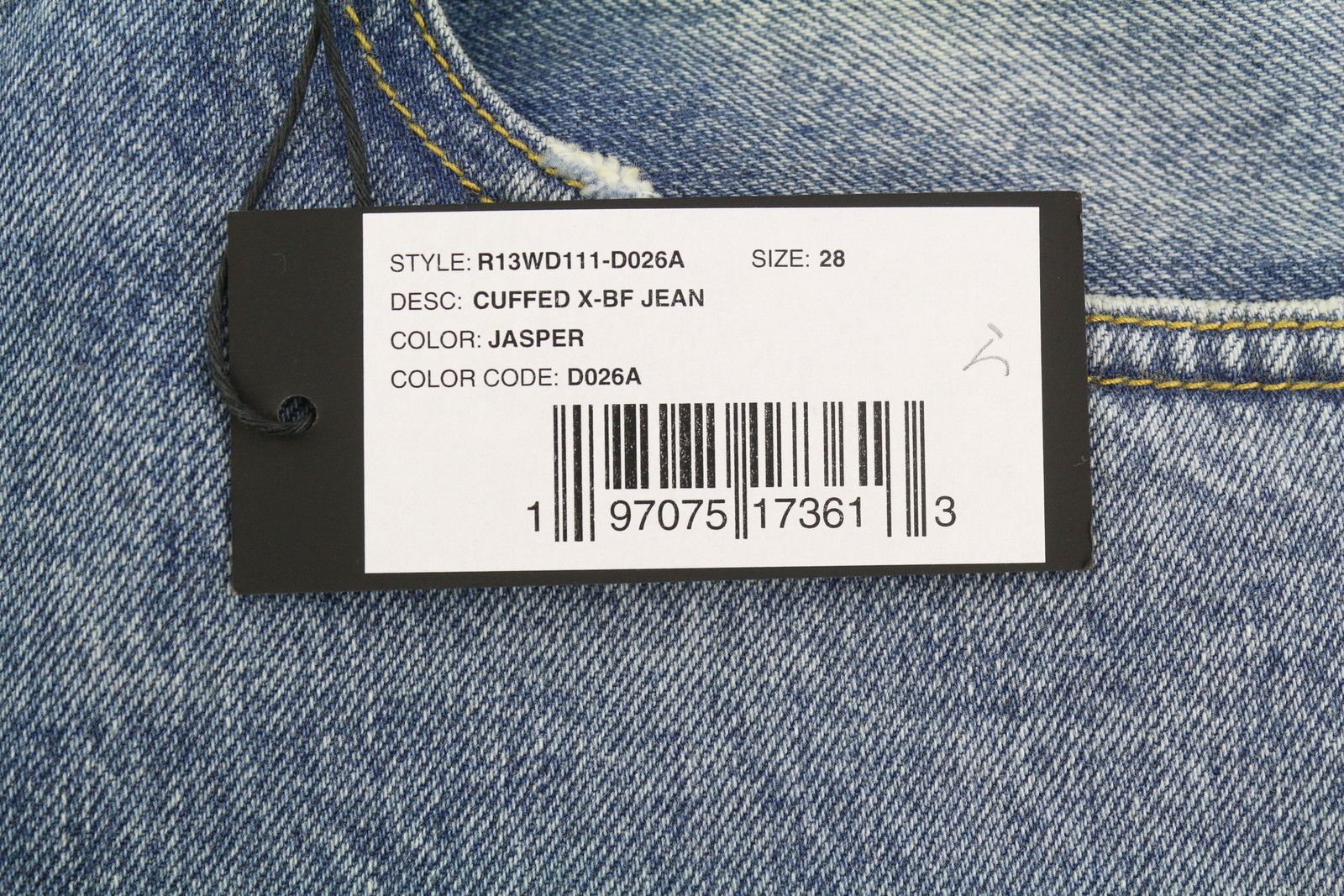 R13 CUFFED X-BF 28 Jasper Straight Faded Blue Zip PF25 86639 Size 28" / US 6 / IT 42 - 7 Thumbnail
