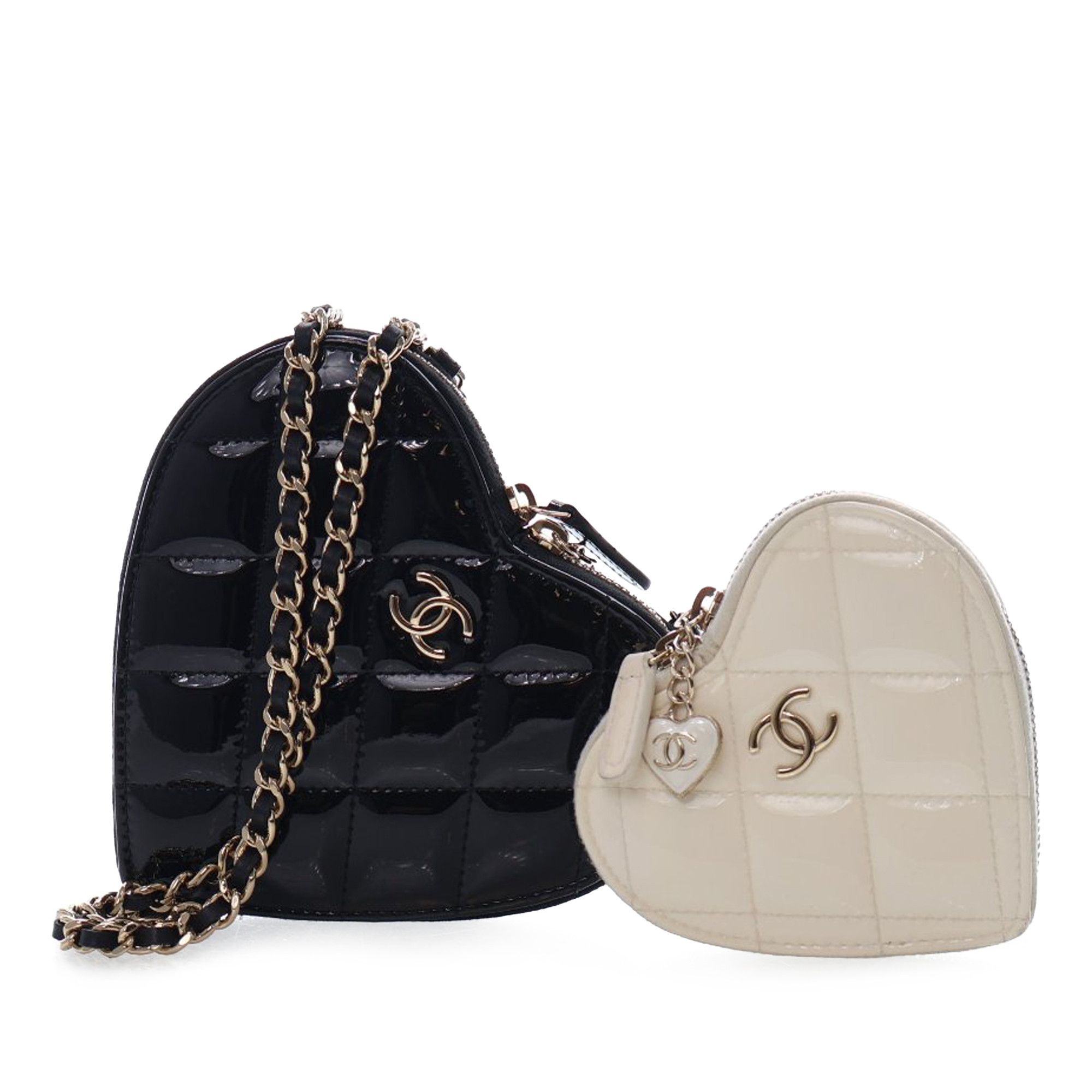 Chanel Chanel Quilted Patent Duo Heart Clutch with Chain Size ONE SIZE - 1 Thumbnail