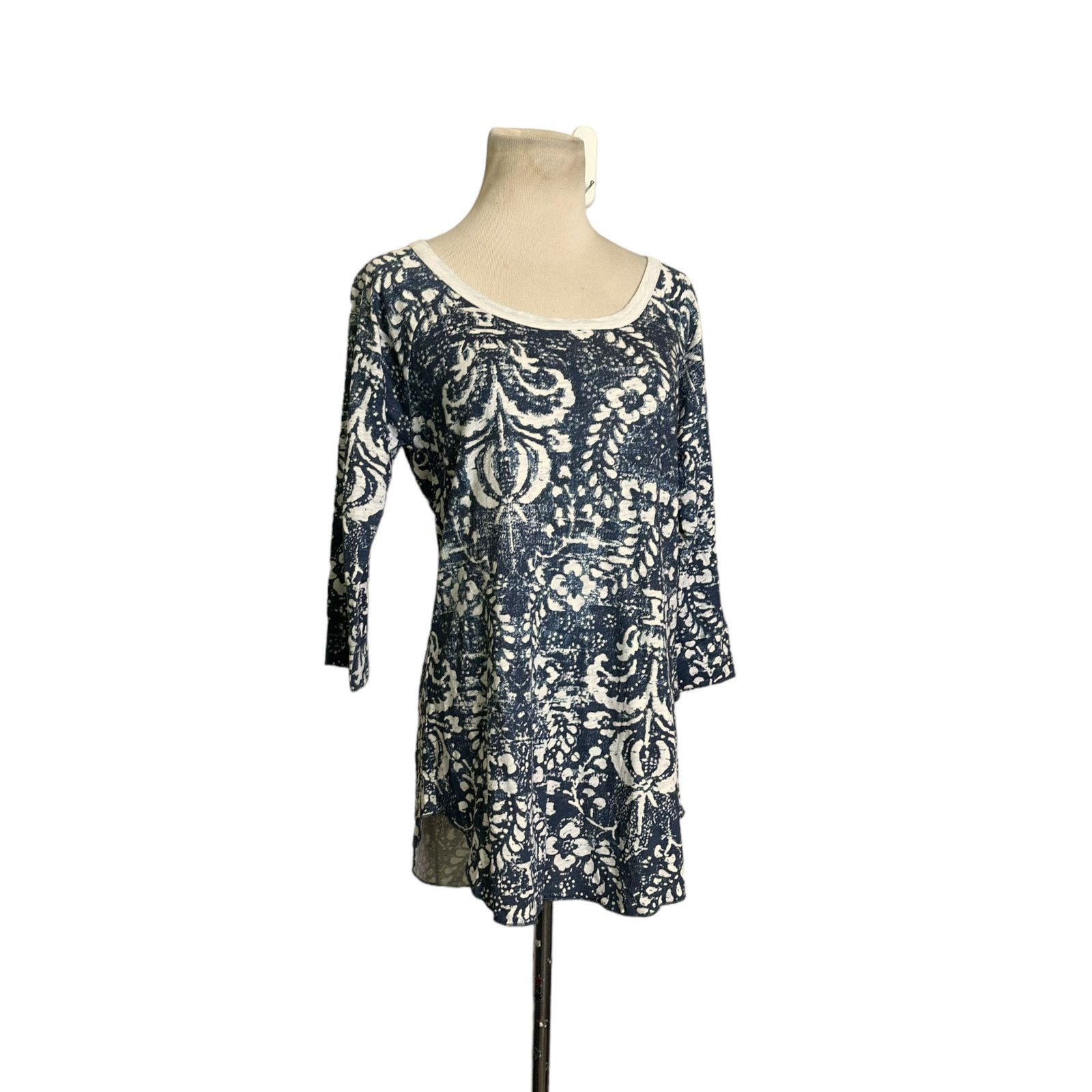Chaser Brand Chasor cream blue floral print 3/4 sleeves top size M Size M / US 6-8 / IT 42-44 - 4 Thumbnail