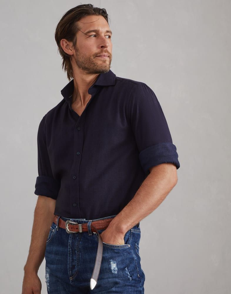 Brunello Cucinelli o1w1db10825 Shirt in Midnight Blue Size US XL / EU 56 / 4 - 3 Thumbnail