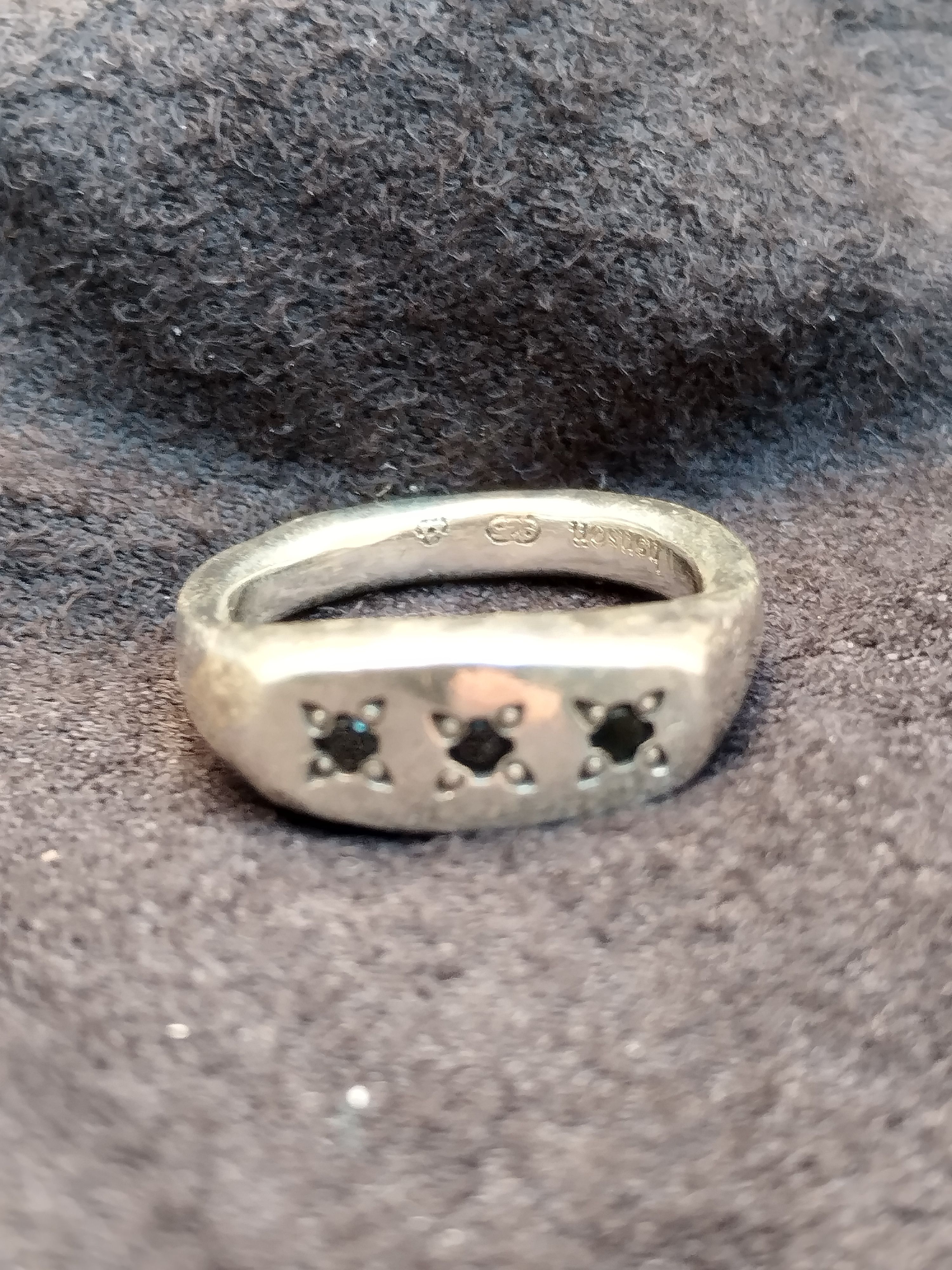 Henson Henson Black Diamond 925 Signet Ring Size ONE SIZE - 3 Thumbnail