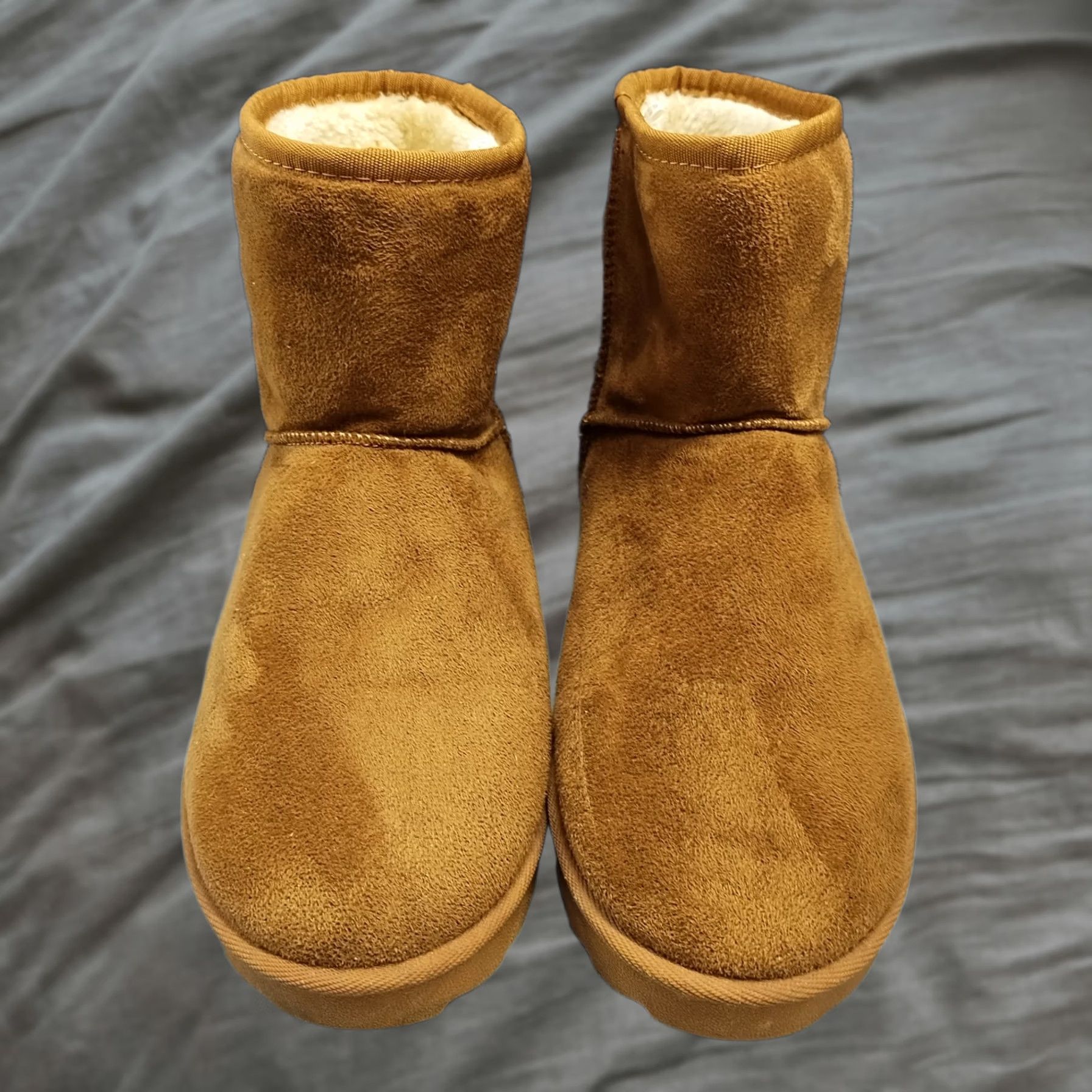 Vintage Atmosphere Womens Size 9 Brown Faux Fur Lined Mini Winter Boots Slip On Round Toe Casual Snow Boot Size US 9 / IT 39 - 1 Thumbnail