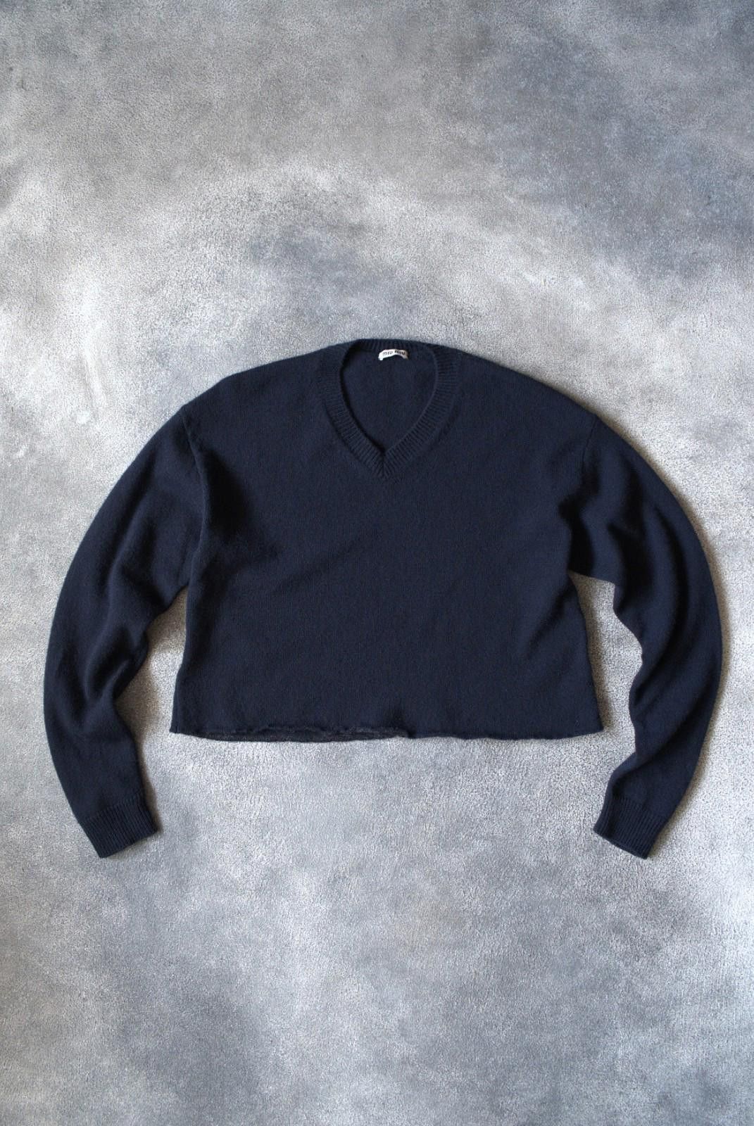 Miu Miu SS22 Miu Miu Runway Cropped Sweater Embroidered Logo Wool Size US S / EU 44-46 / 1 - 3 Thumbnail