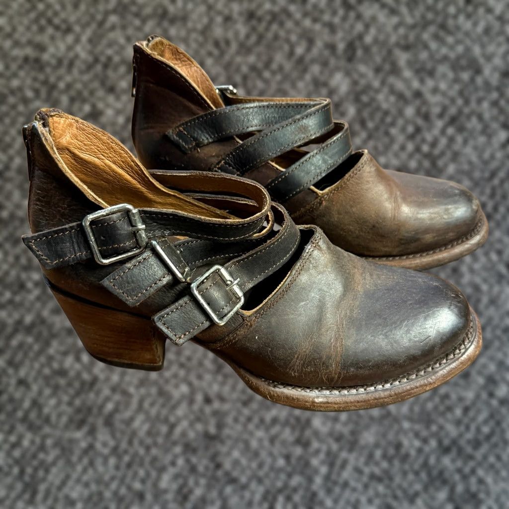 FREEBIRD Freebird by Steven Bootie Dawson 3 Straps Zip Moto Ankle Boots Women Brown Leather 8 US Vintage No Size US 9 / IT 39 - 1 Thumbnail