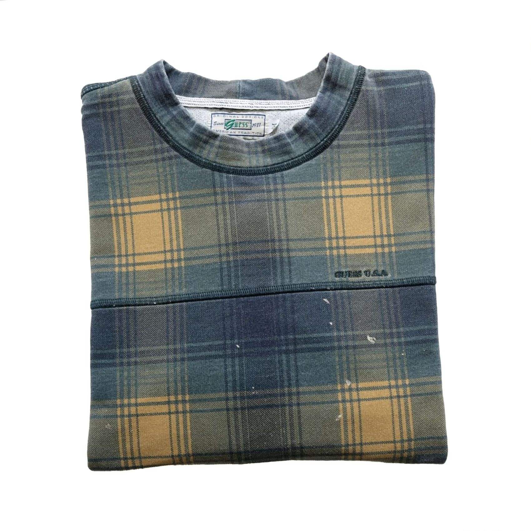 Guess VINTAGE GUESS Sweatshirt Crewneck Plaid Green 90s Silk? Size US M / EU 48-50 / 2 - 2 Thumbnail