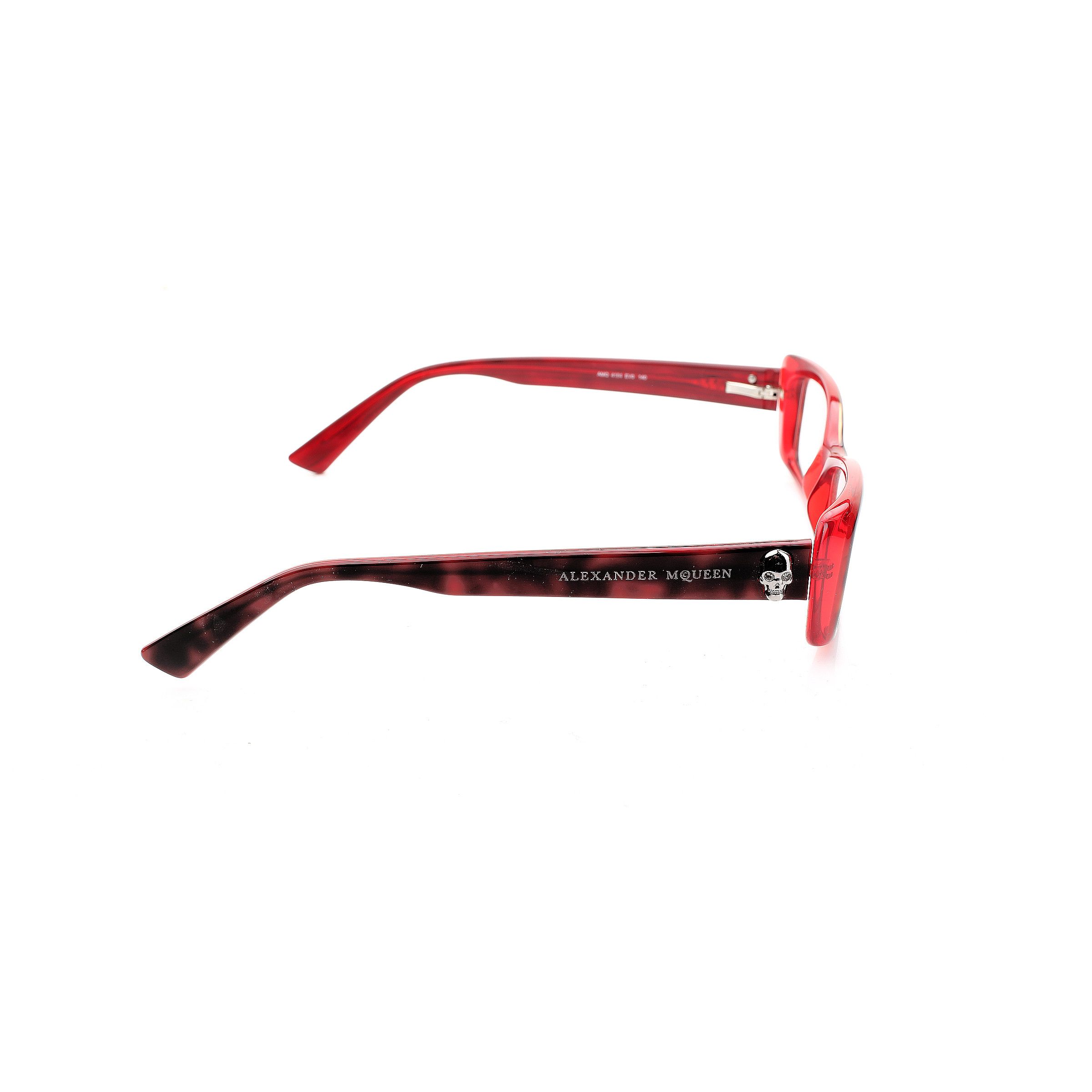 Alexander McQueen Alexander McQueen '00s Red Cat-Eye Silver Skull Glasses Size ONE SIZE - 1 Thumbnail