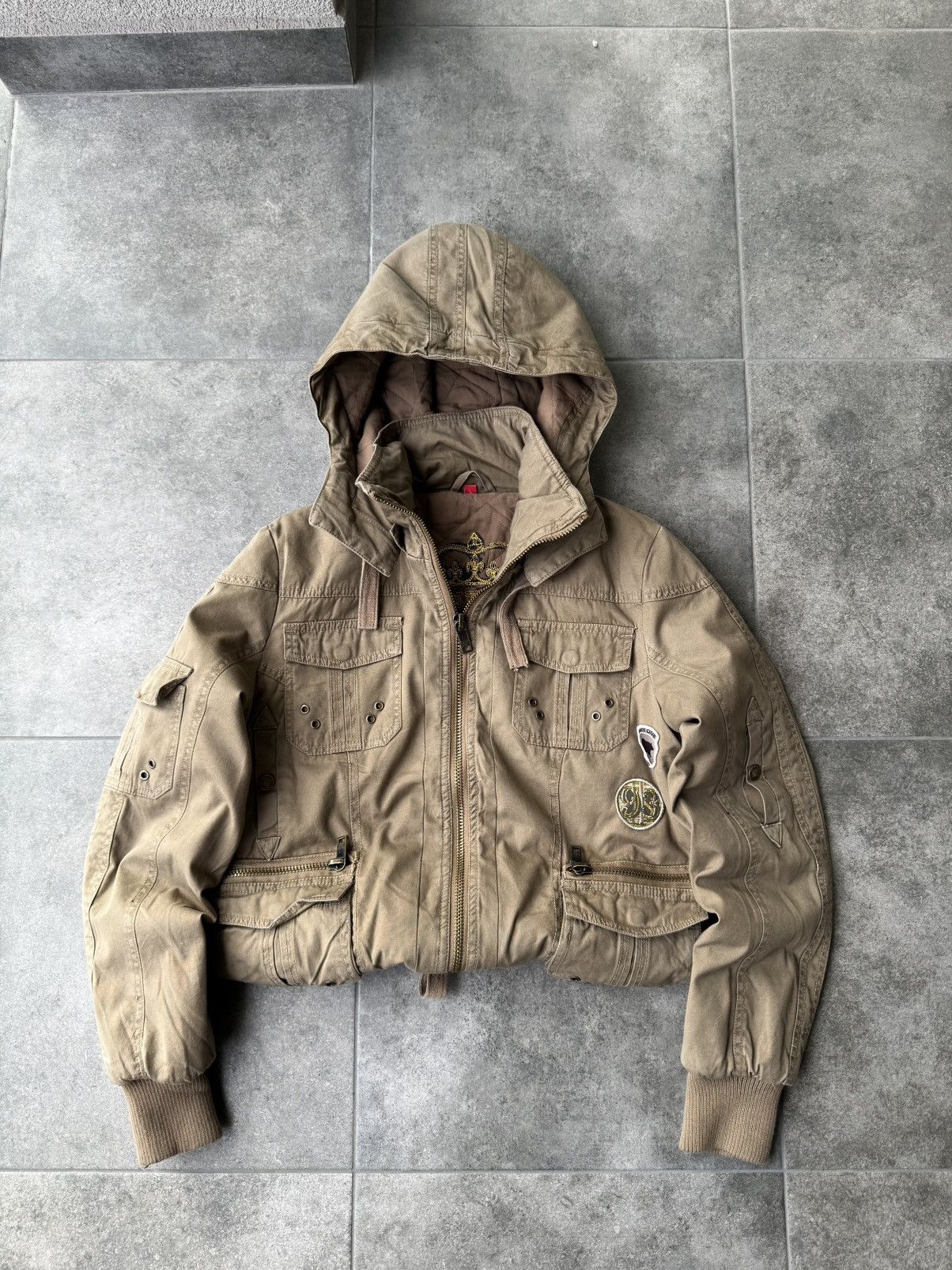 If Six Was Nine Vintage Y2K Beige Bomber Jacket Hooded Avantgarde Japan Y2K Size L / US 10 / IT 46 - 1 Thumbnail