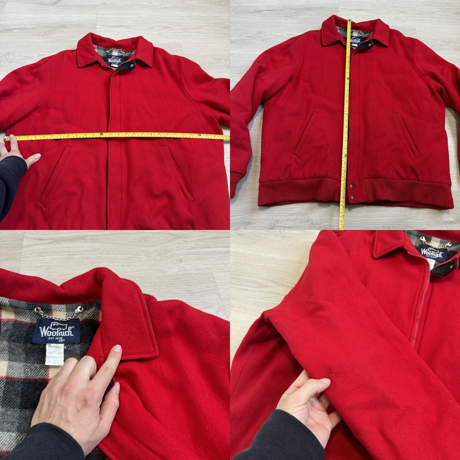 Vintage VINTAGE Woolrich Jacket Red Wool Plaid Lined Bomber Coat Union Made In USA XL Mens Bomber Jacket Size US XL / EU 56 / 4 - 8 Thumbnail