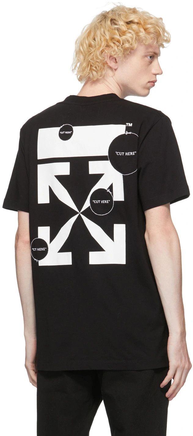 Off-White Black Cut Here Logo Arrows T-Shirt Size L / US 10 / IT 46 - 2 Thumbnail
